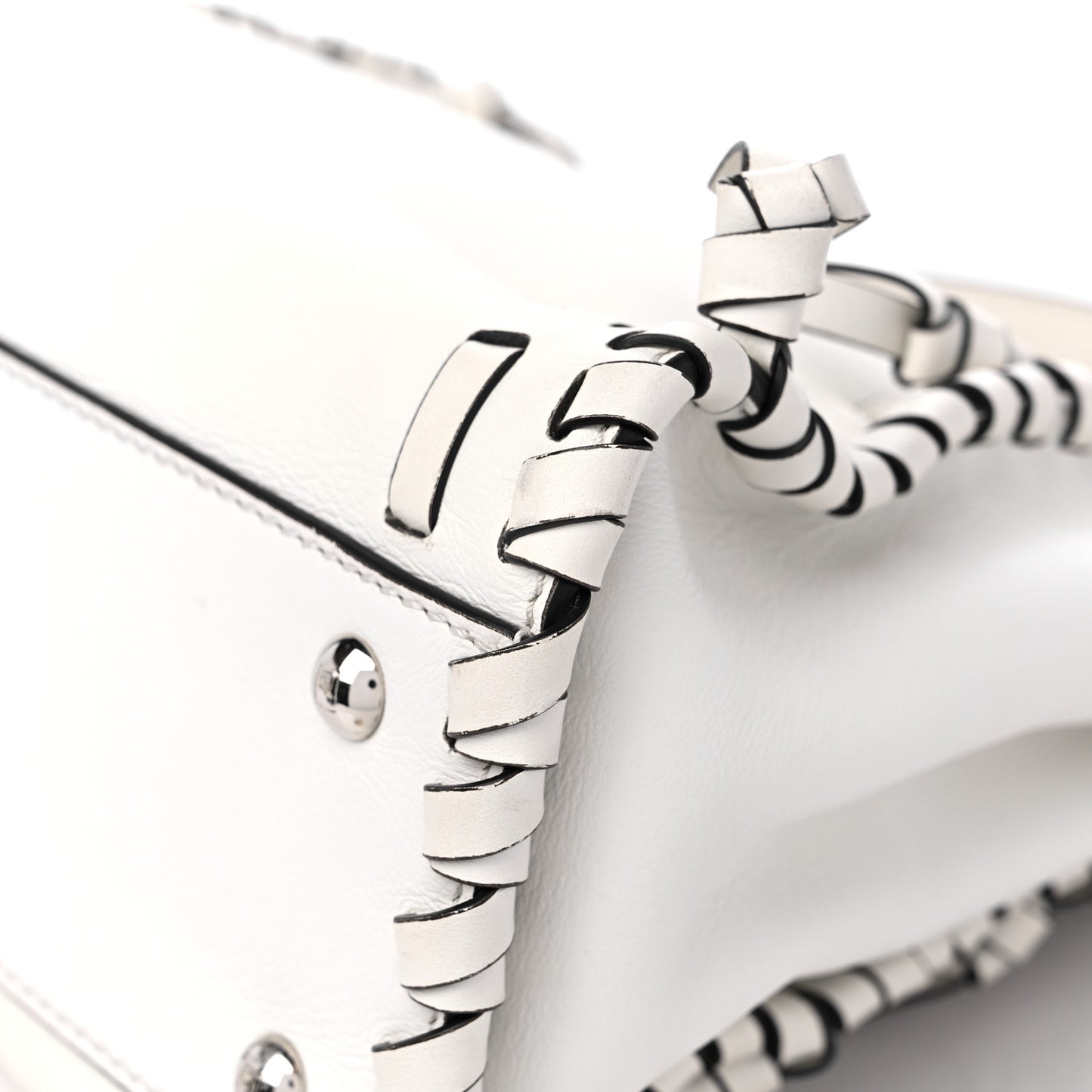 Vitello Seta Century Nappa Whipstitch Medium Peekaboo Iconic Satchel White