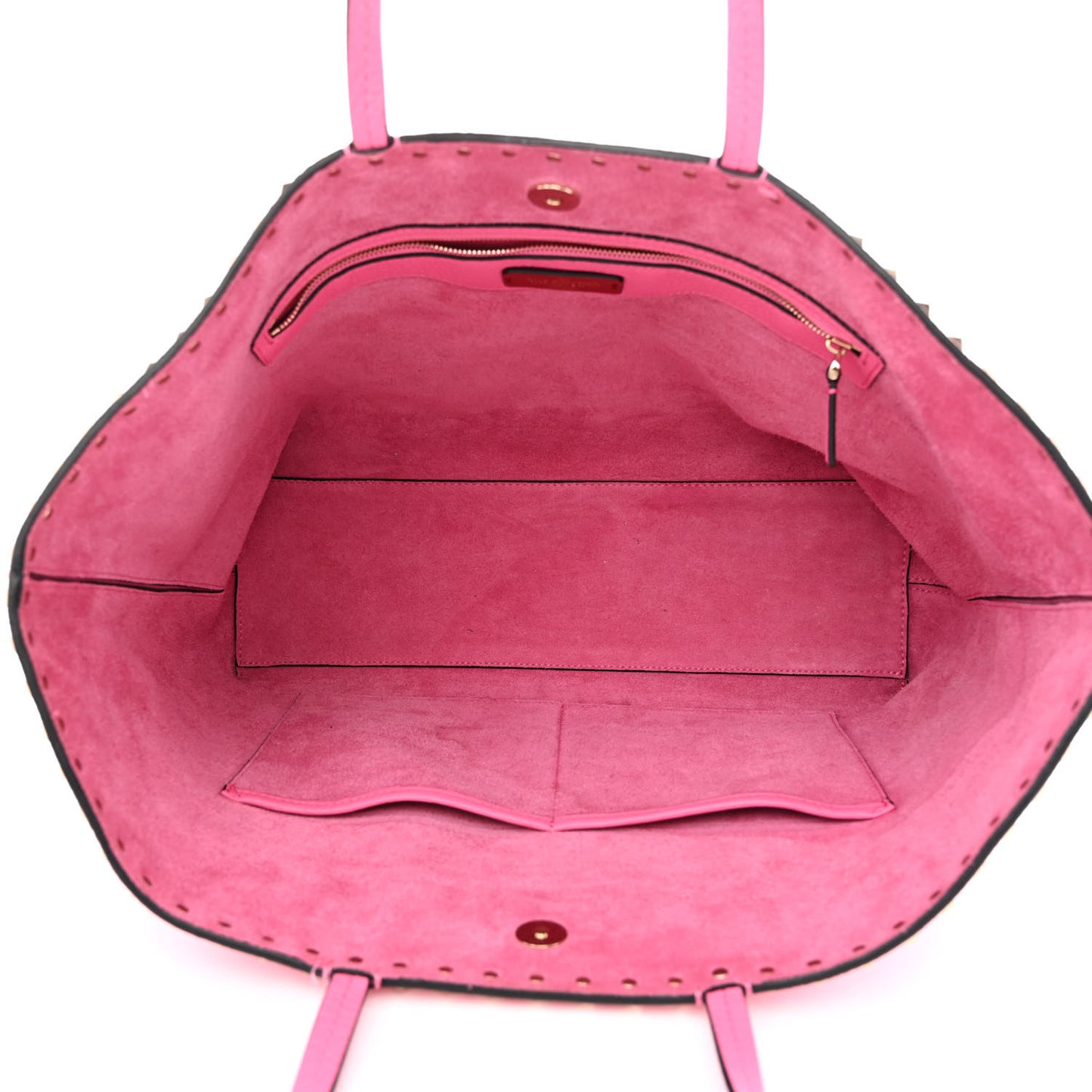 Grained Calfskin Rockstud Shoulder Tote Feminine Pink