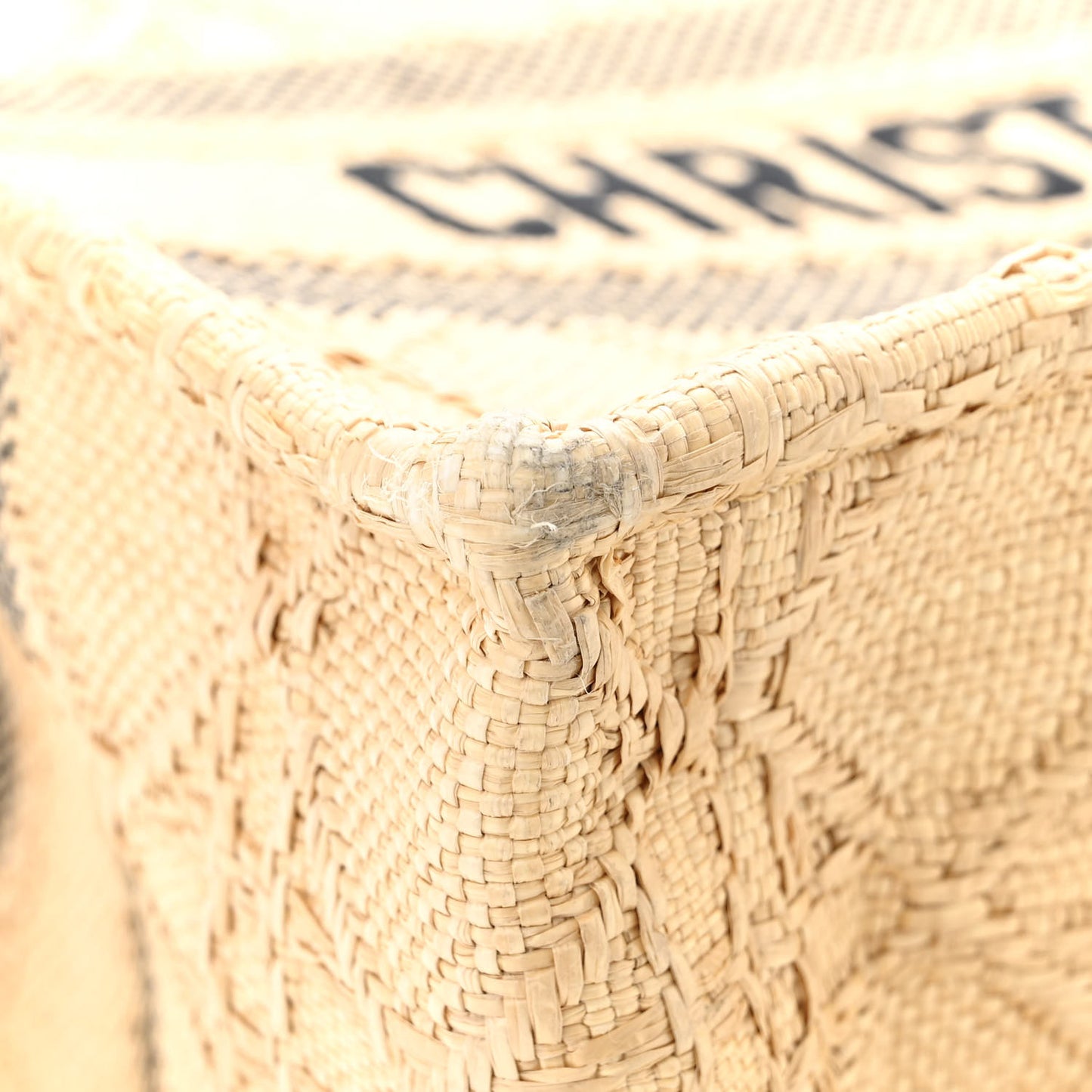 Raffia Cannage Medium Book Tote Natural