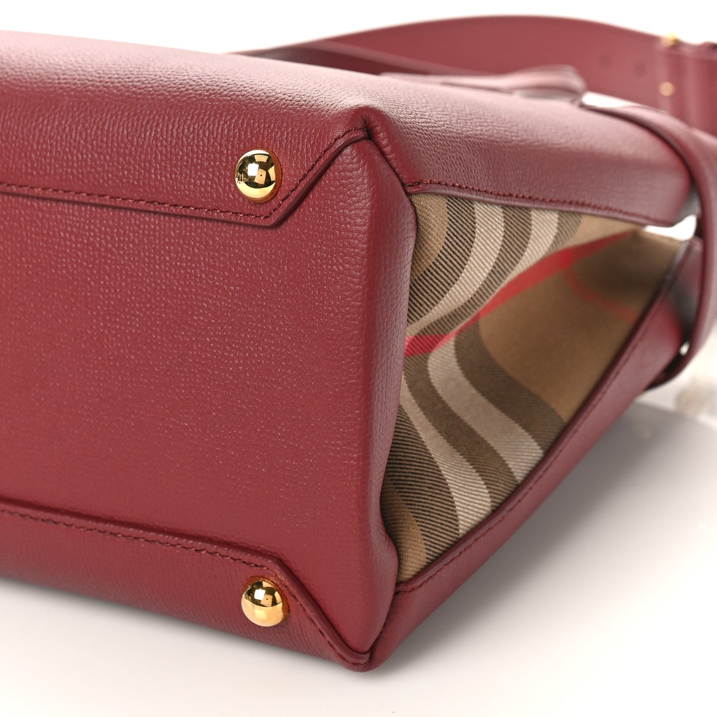 Derby Calfskin House Check Medium Banner Tote Crimson