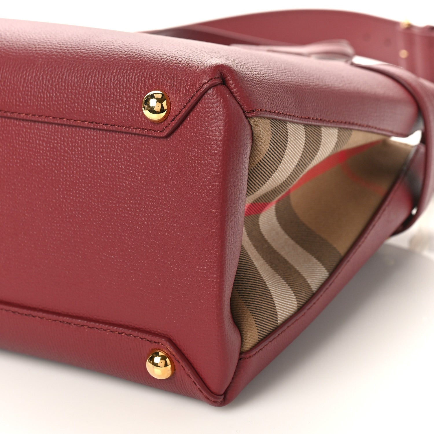 Burberry Derby Calfskin House Check Medium Banner Tote Crimson 8 of 8