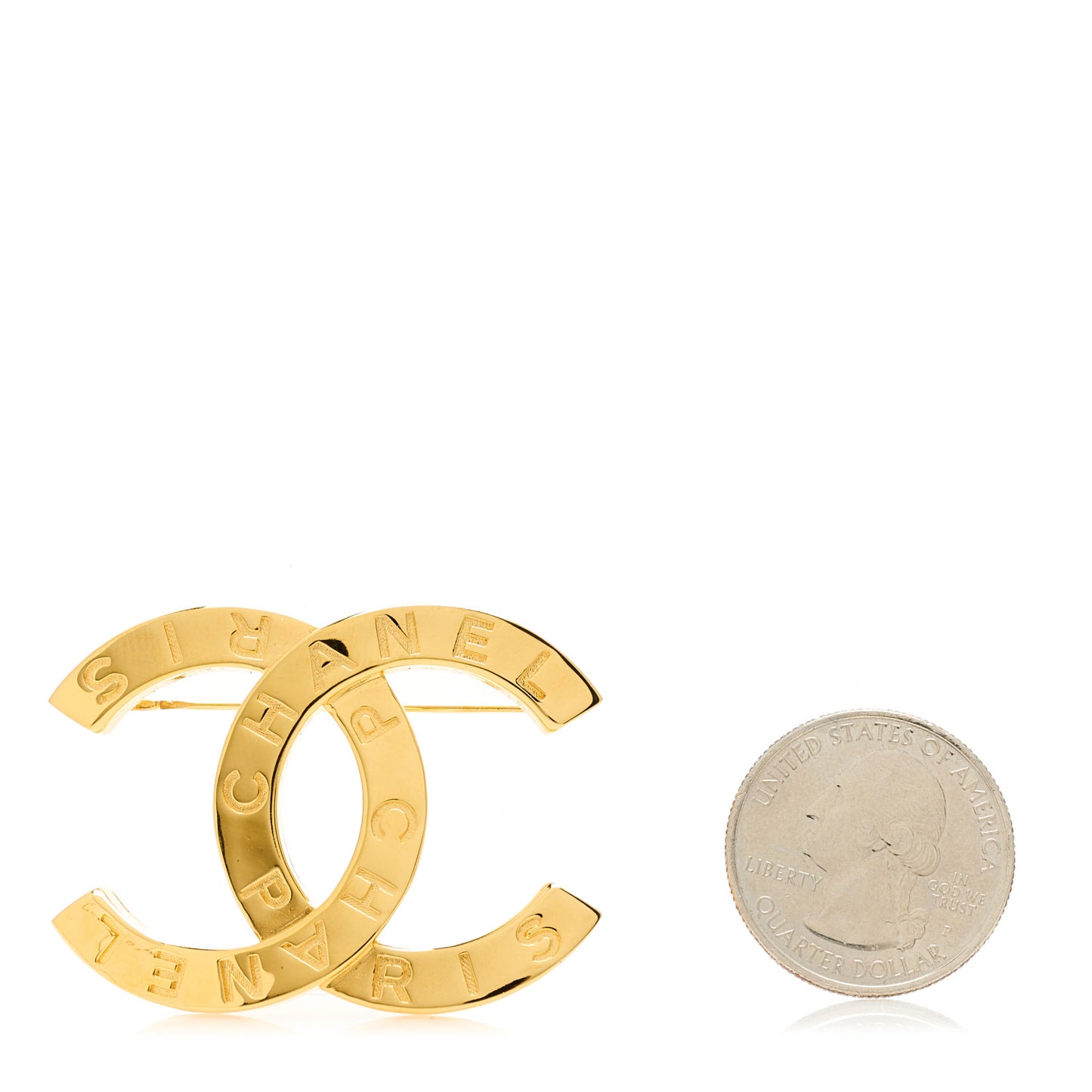 Metal Paris Button CC Large Brooch Gold