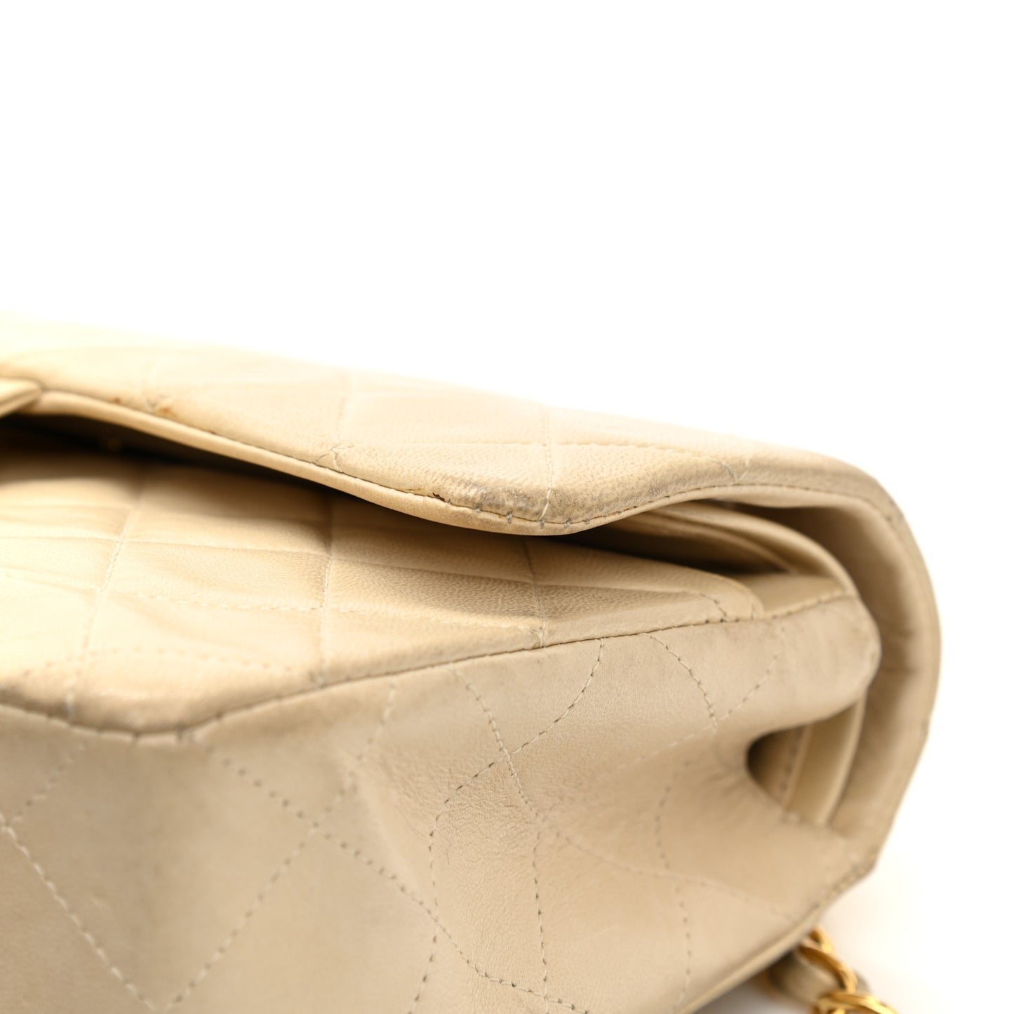 Lambskin Quilted Small Double Flap Beige