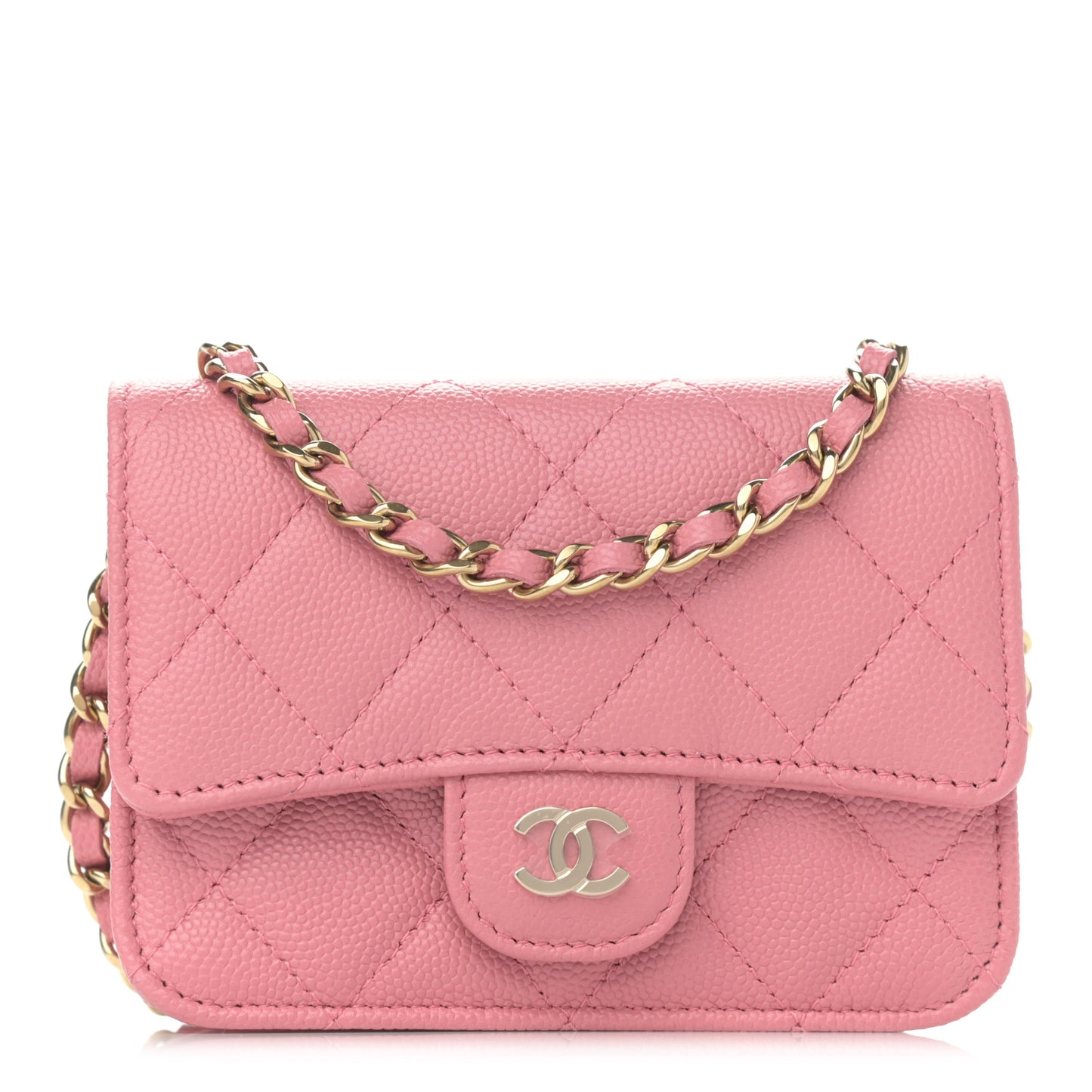 Caviar Quilted Mini Chain Bag Dark Pink
