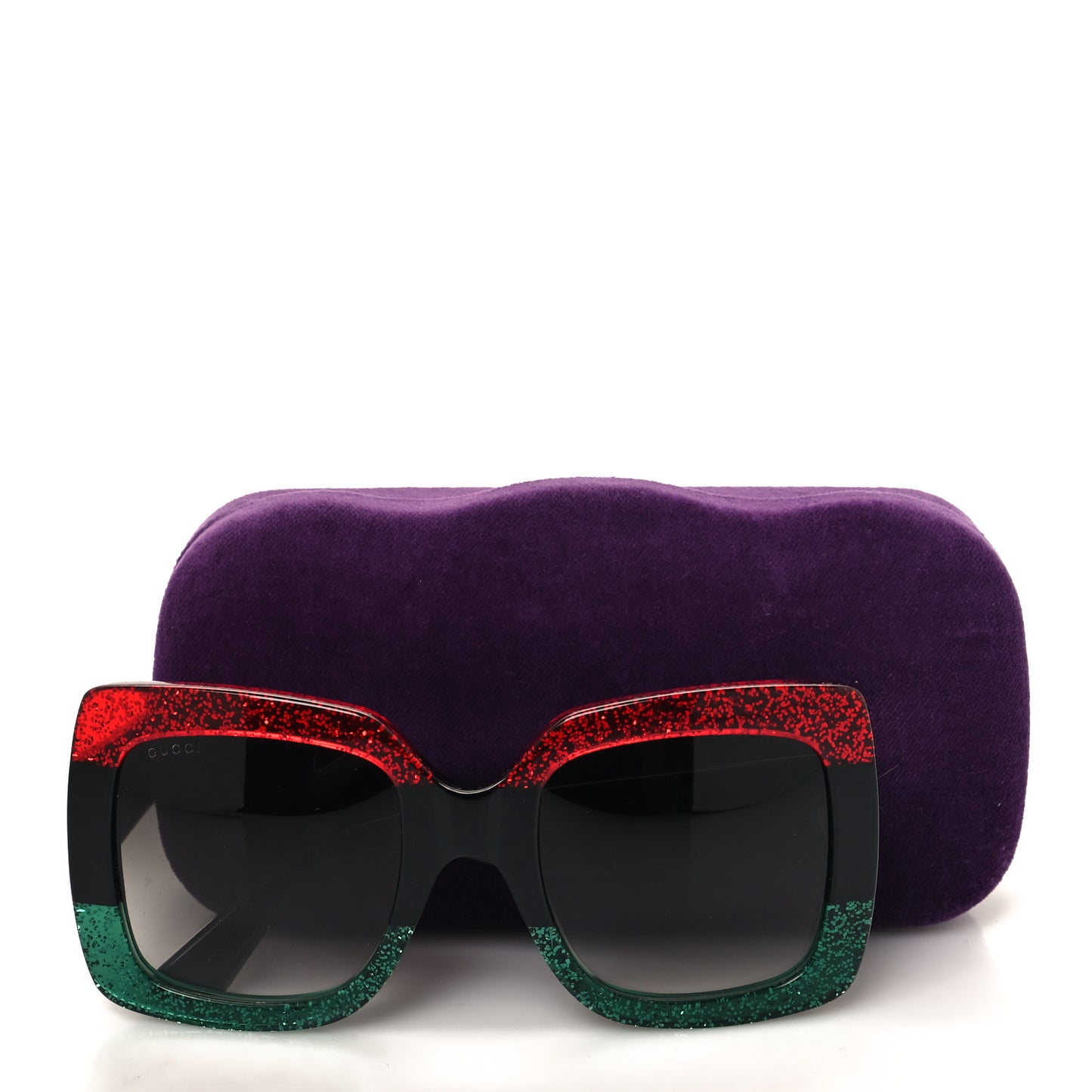 Acetate Square Frame Sunglasses GG0083S Glitter Red Black Green