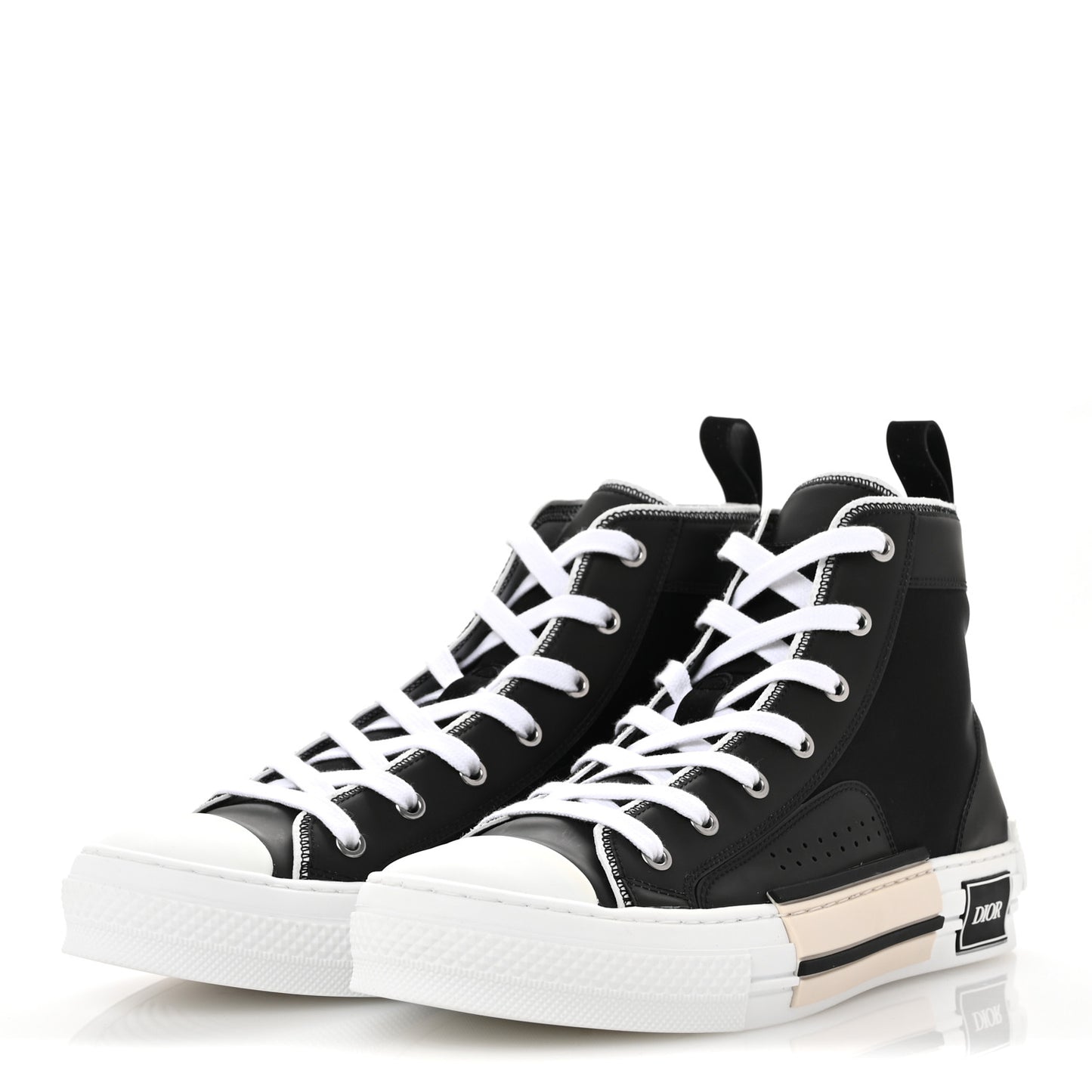 Nylon Calfskin Mens B23 High Top Sneakers 42 Black