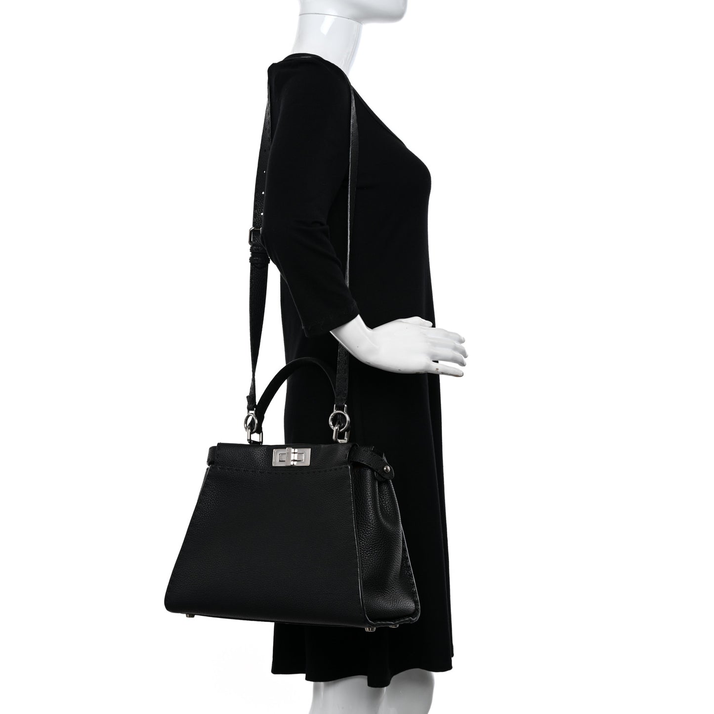 Cuoio Romano Selleria Bi-Color Medium Peekaboo Iconic Satchel Black Mou
