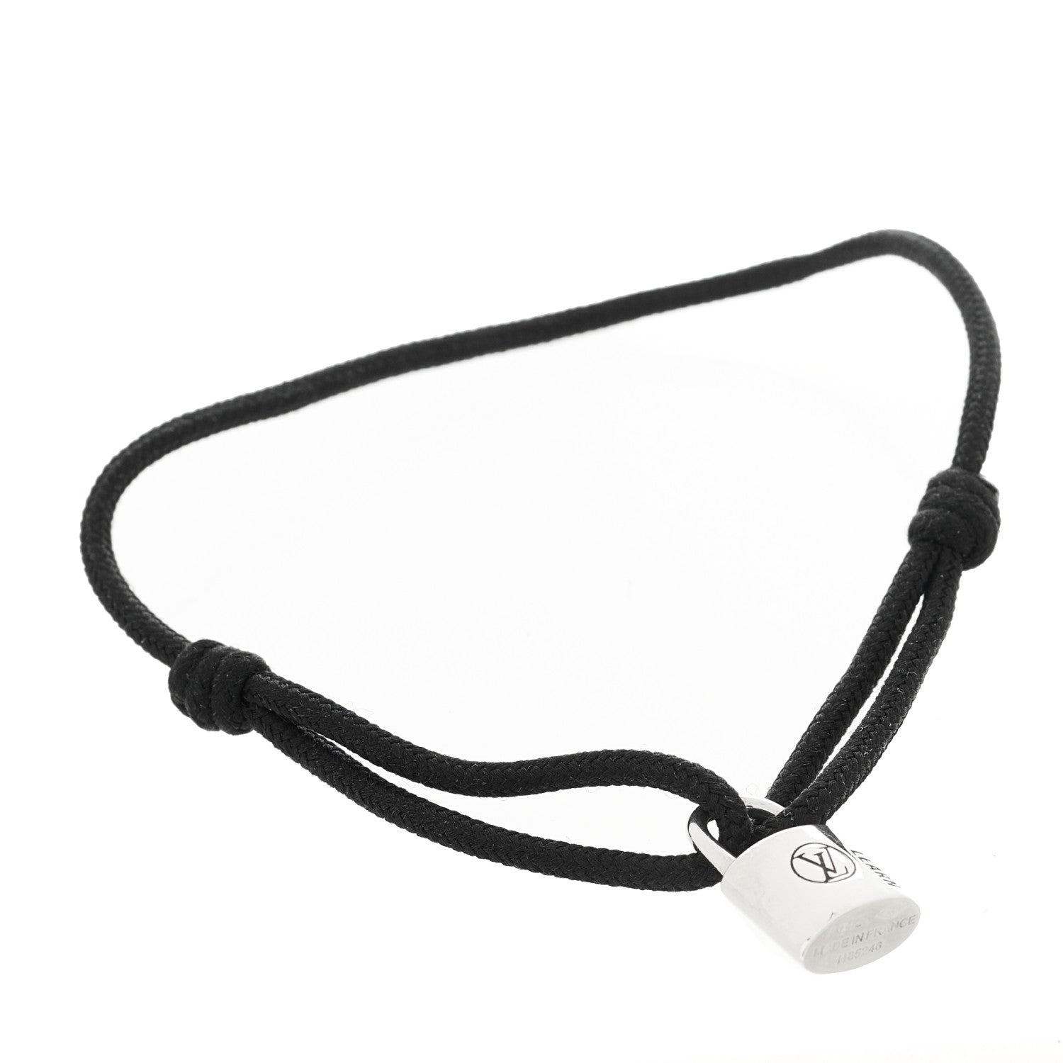 Louis Vuitton Sterling Silver Lacquer Lockit Adjustable Cord Bracelet Black 1 of 4