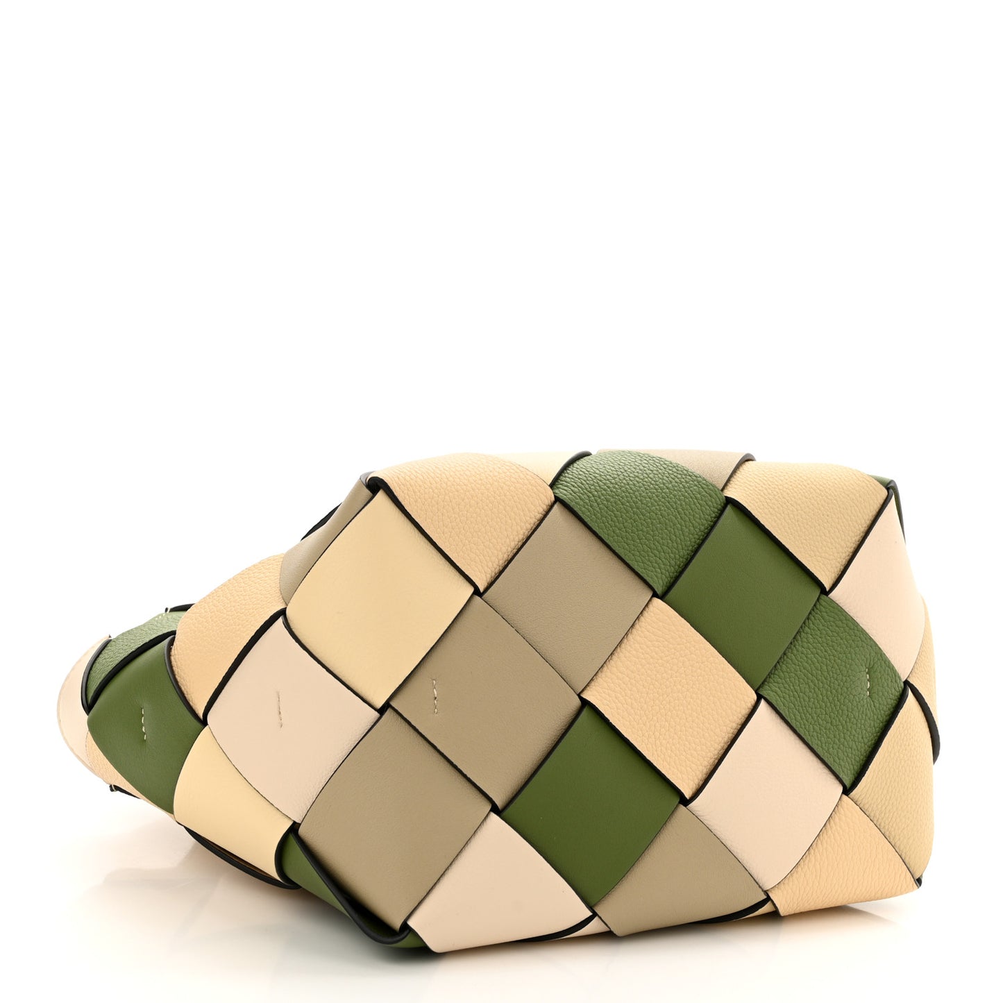 Calfskin Woven Small The Surplus Collection Basket Bag Avocado Ivory