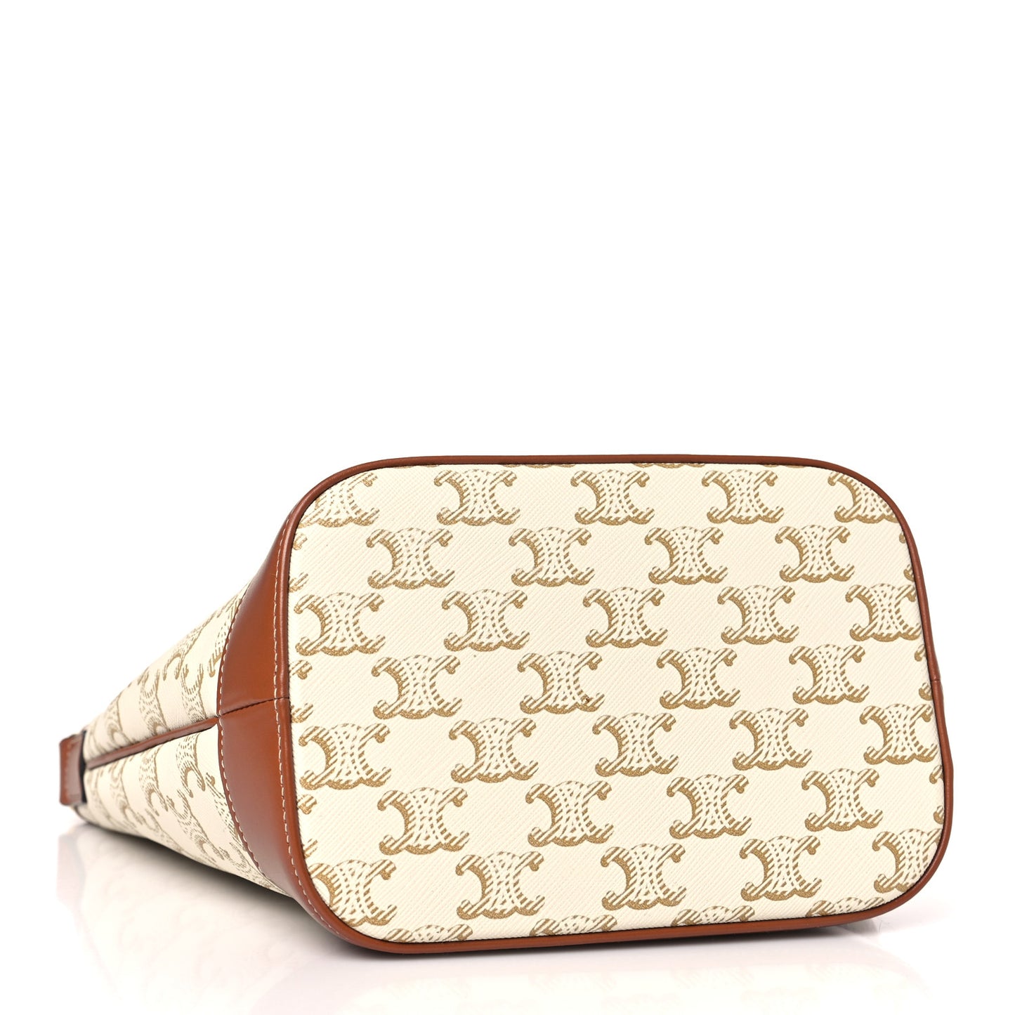 Triomphe Canvas Calfskin Small Bucket Bag White