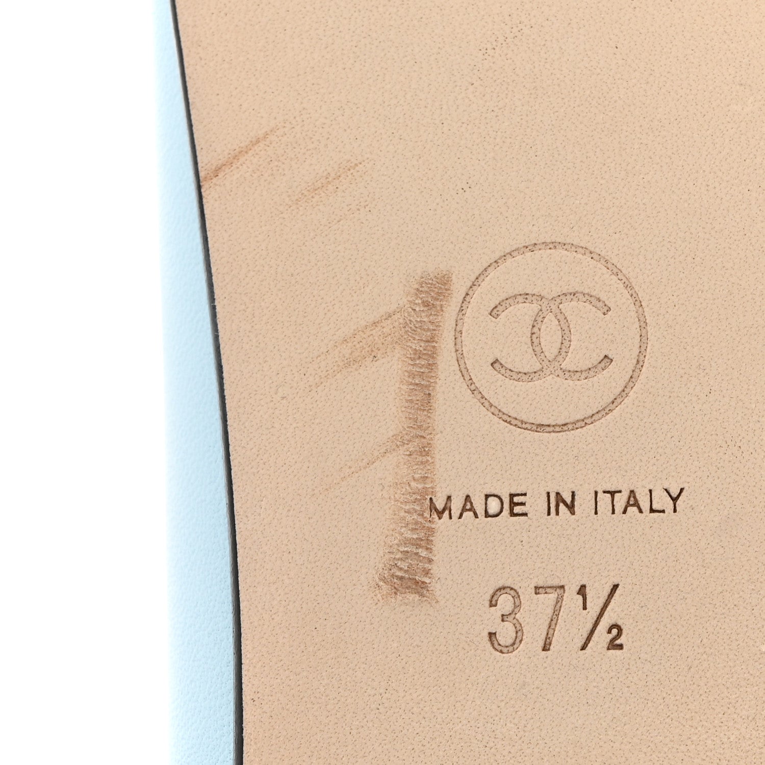 Chanel Lambskin Grosgrain Cap Toe CC Ballerina Flats 37.5 Light Blue Black 9 of 10