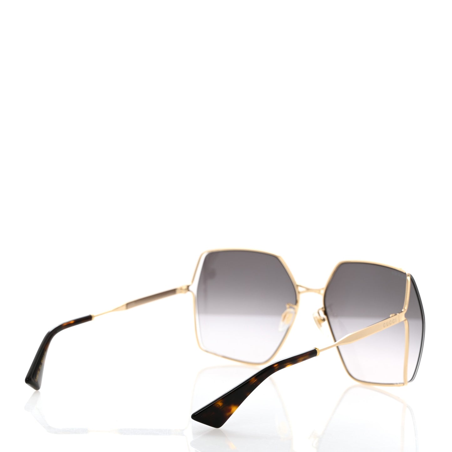 Metal Square Frame Sunglasses GG0817S Gold Grey