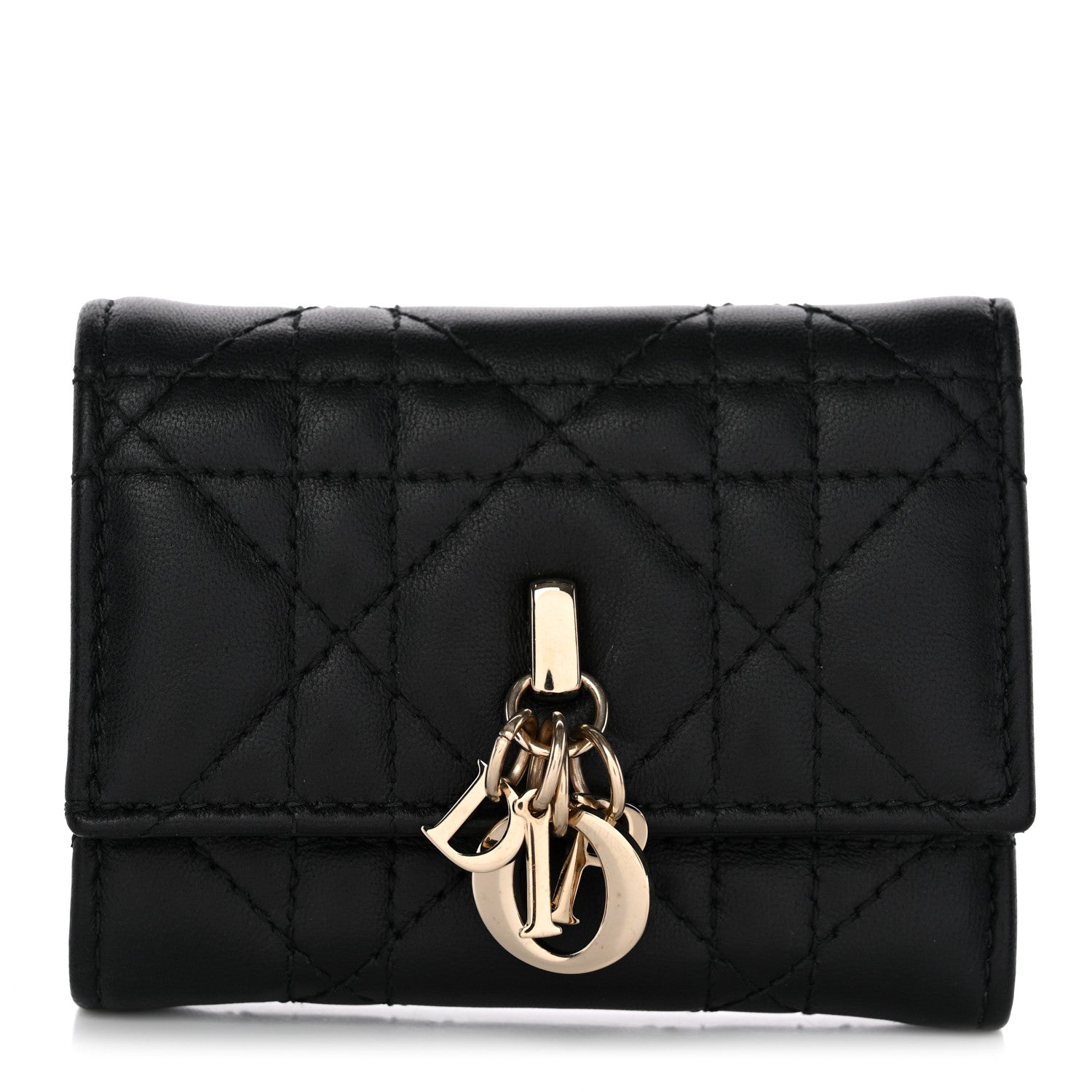 Christian Dior Lambskin Cannage My Dior Veronia Wallet Black