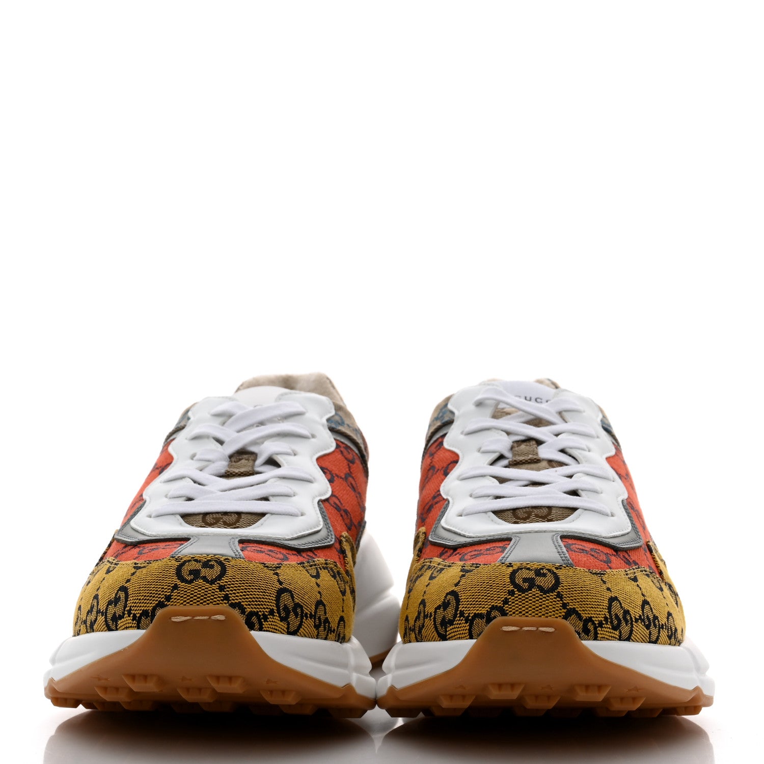 Gucci Monogram Multicolor Mens Rhyton Sneakers 12 Yellow Blue Great White Tabasco 2 of 8
