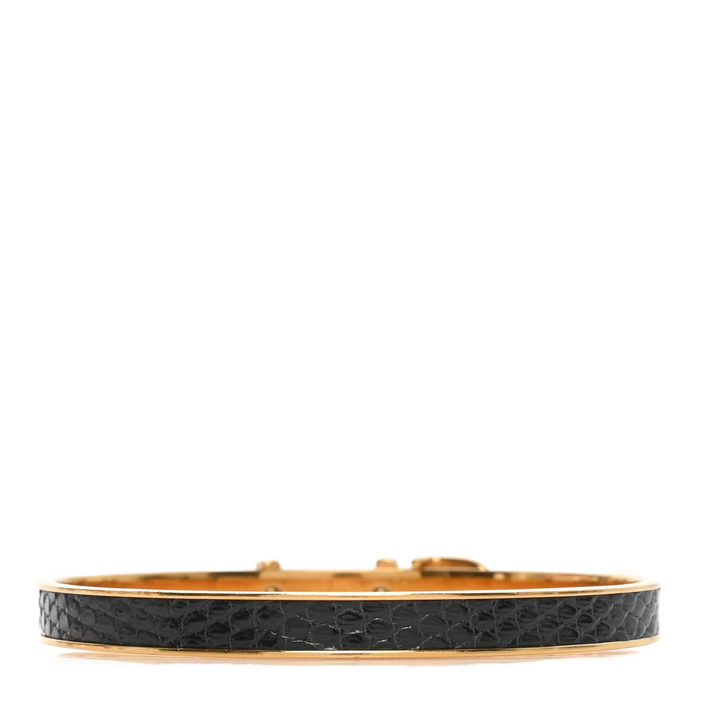 Lizard Narrow Belt Buckle Bangle Bracelet Black
