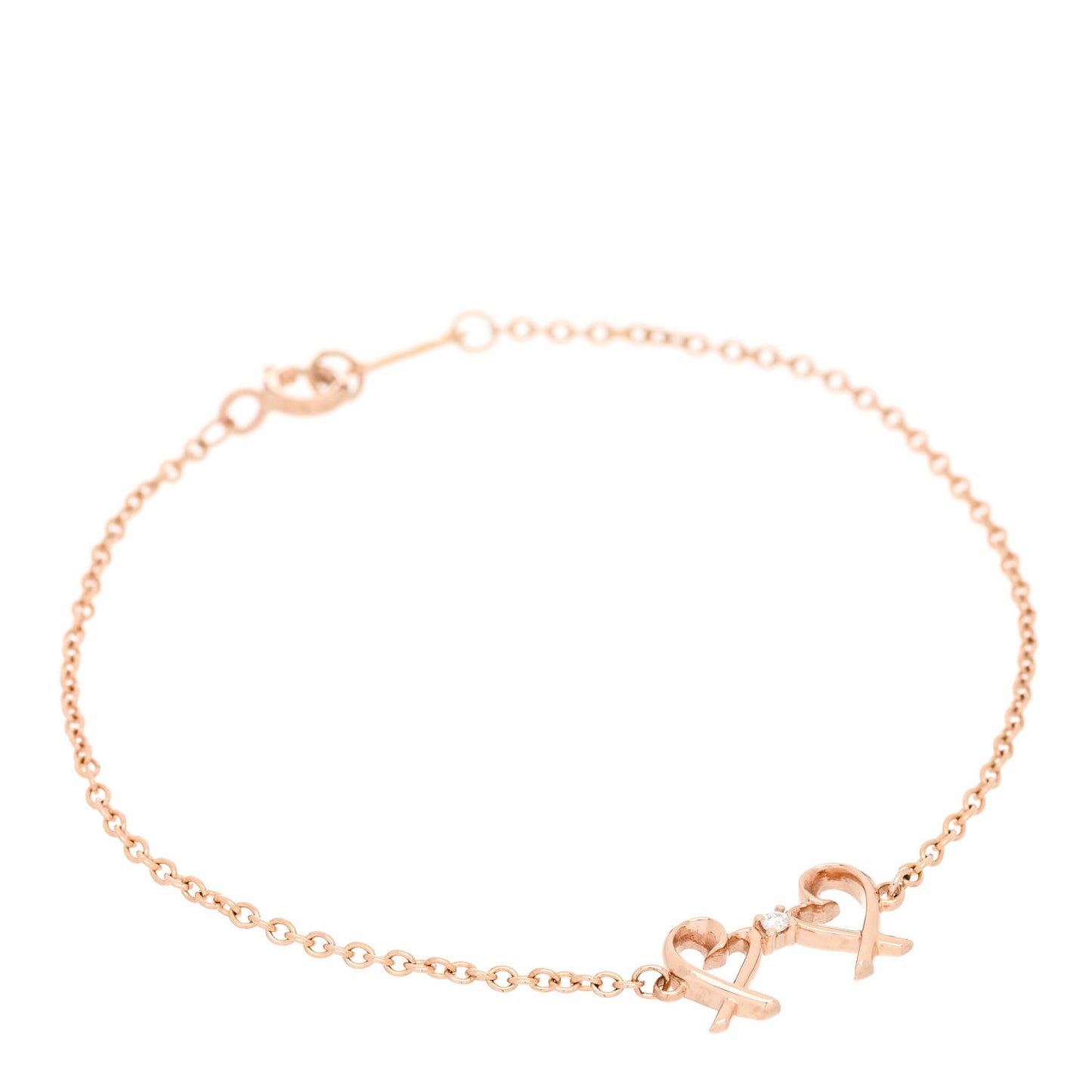 18K Rose Gold Diamond Double Loving Heart Bracelet