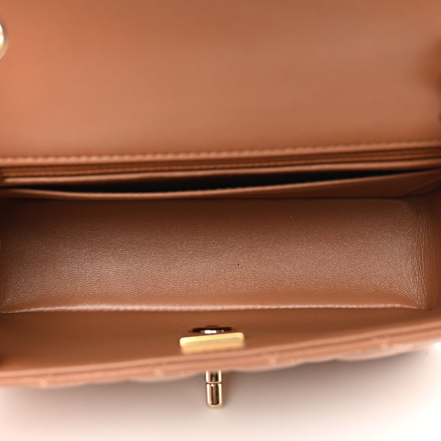 Lambskin Quilted Mini Rectangular Flap Brown