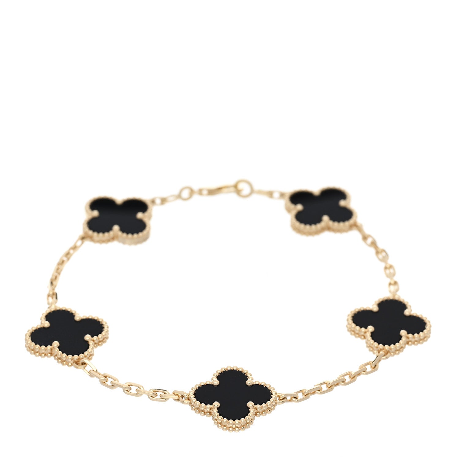 Van Cleef & Arpels 18K Yellow Gold Black Onyx 5 Motifs Vintage