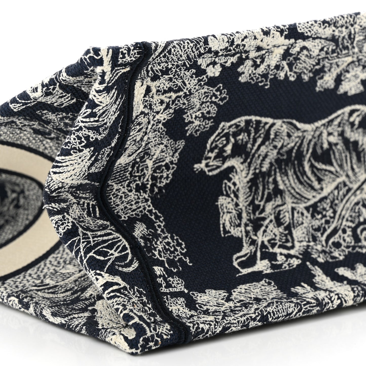 CHRISTIAN DIOR Canvas Embroidered Medium Toile De Jouy Reverse Book Tote Blue
