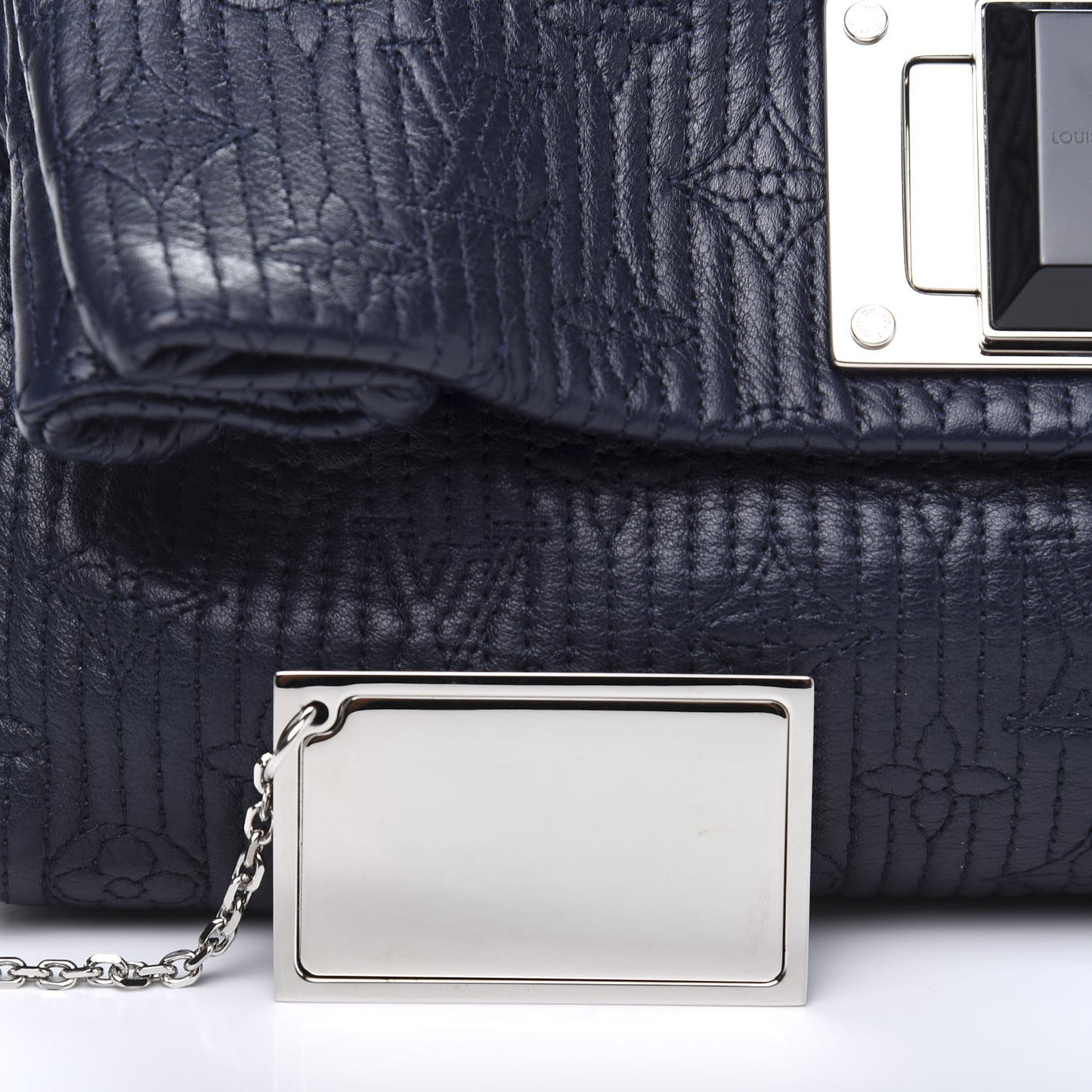 Calfskin Quilted Monogram Altair Clutch Navy