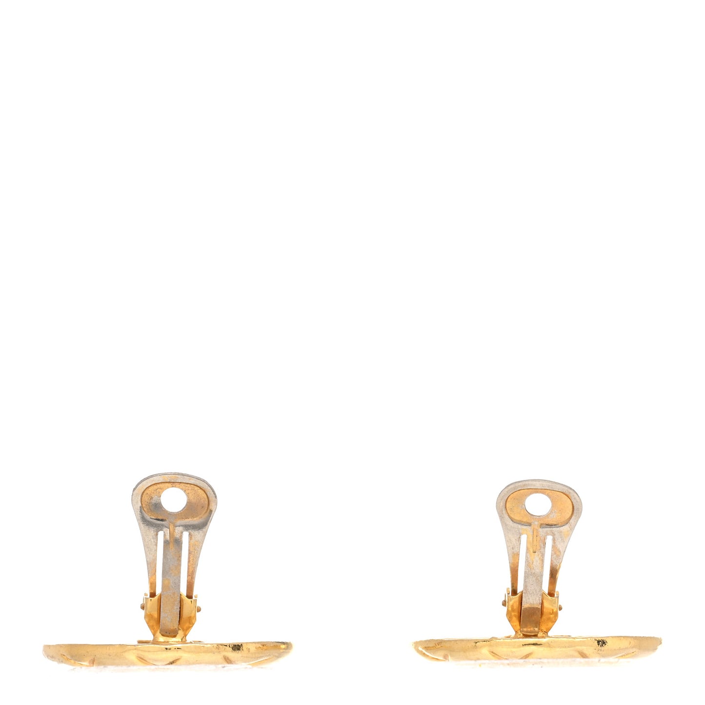 Metal Resin CC Clip On Earrings Black Gold