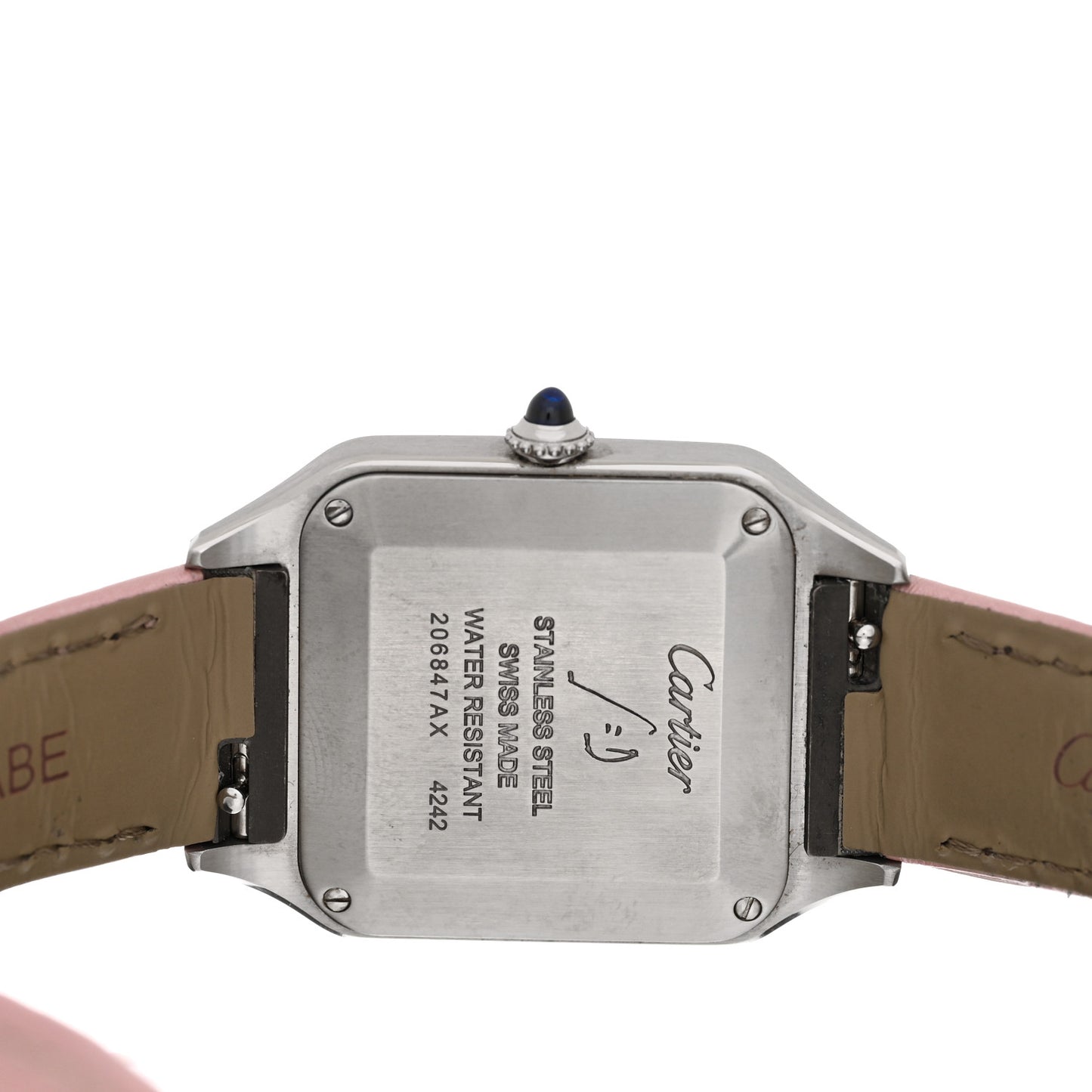 Stainless Steel Alligator 27.5mm Santos Dumont Quartz Watch Pink