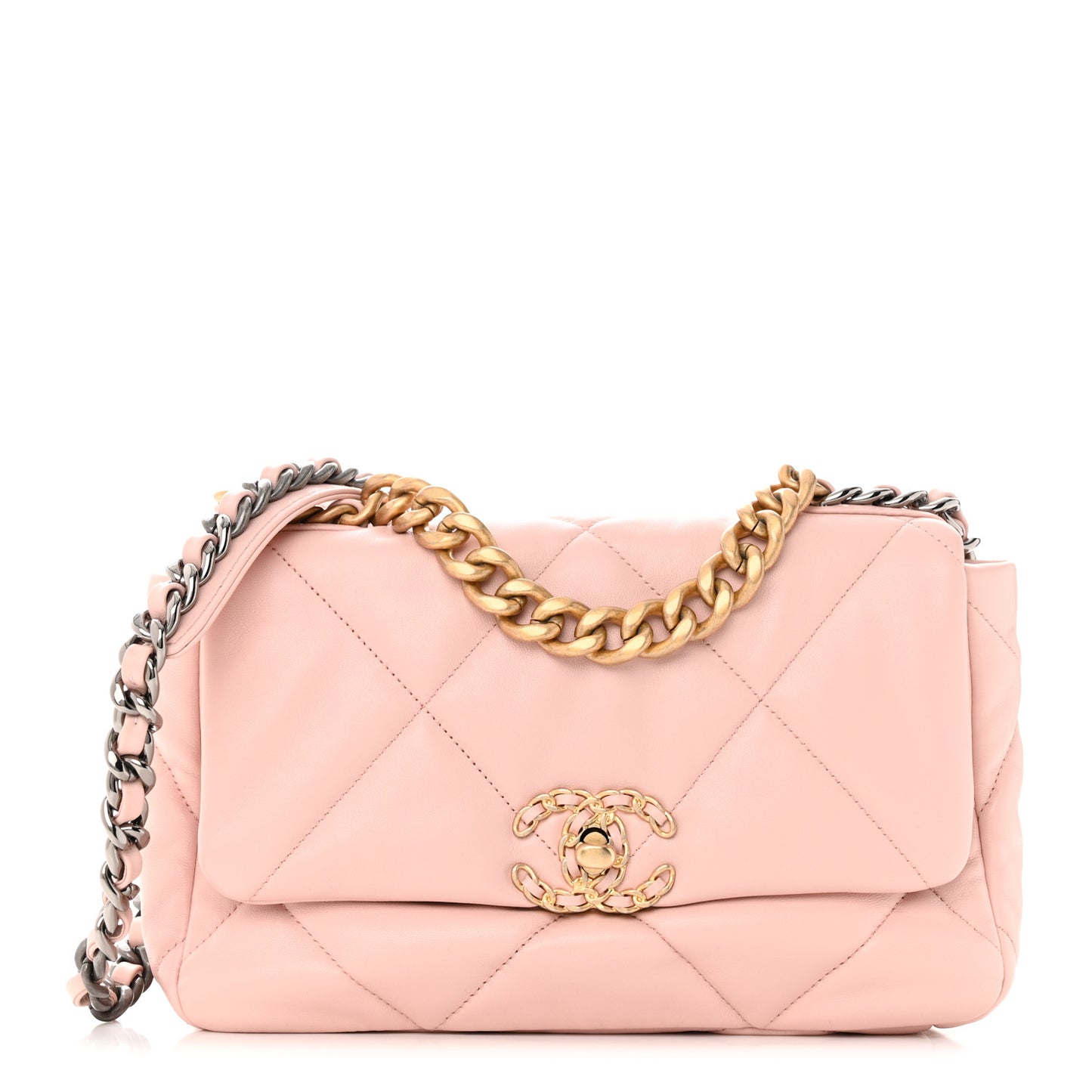 Lambskin Quilted Medium Chanel 19 Flap Light Pink