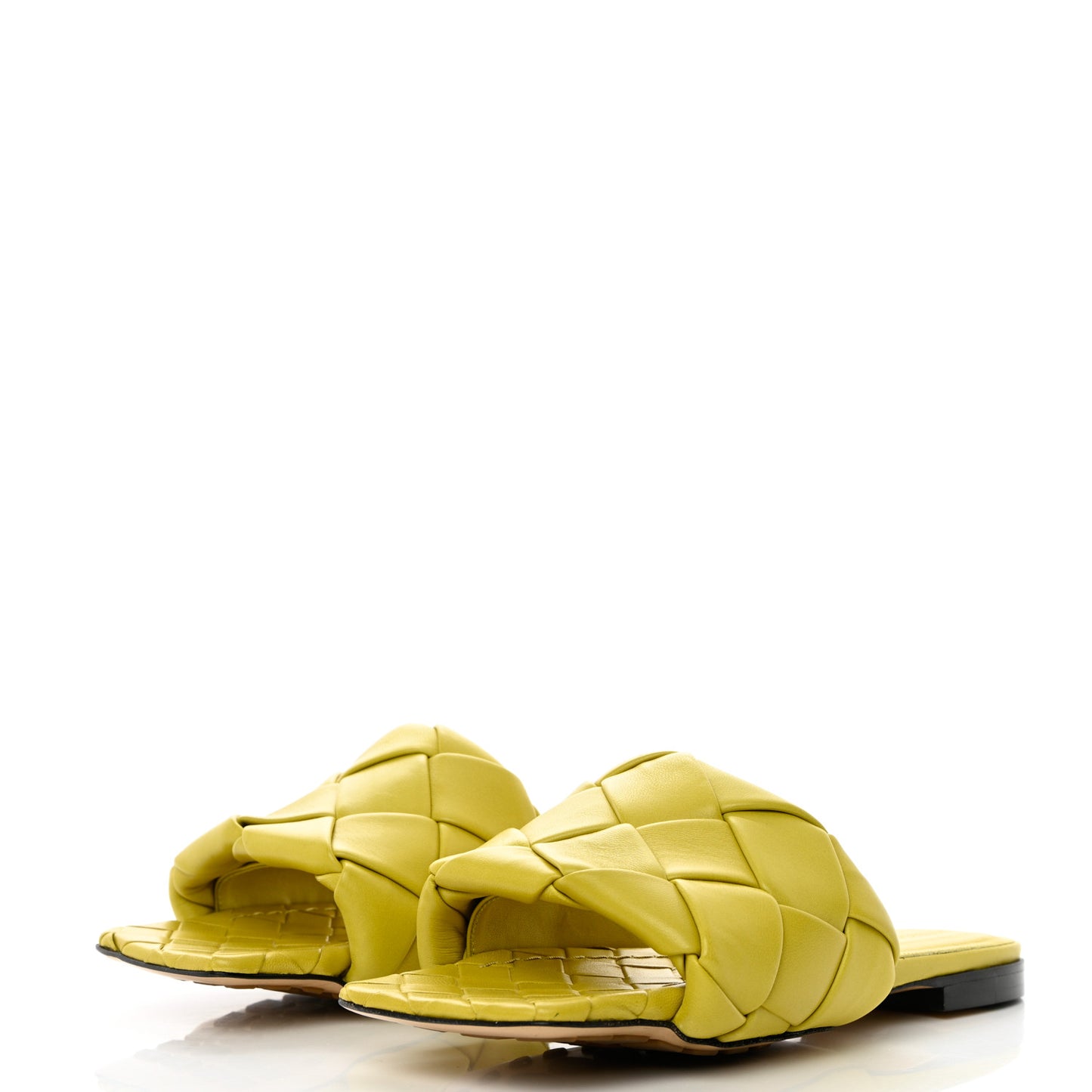 Nappa Maxi Intrecciato Lido Flat Sandals 36 Acid