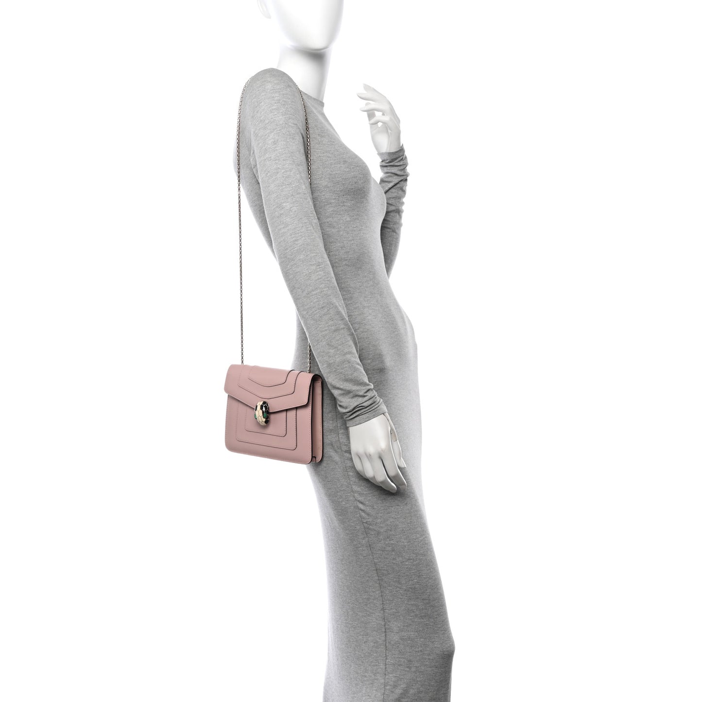 Calfskin Small Serpenti Forever Snake Strap Crossbody Bag Light Pink