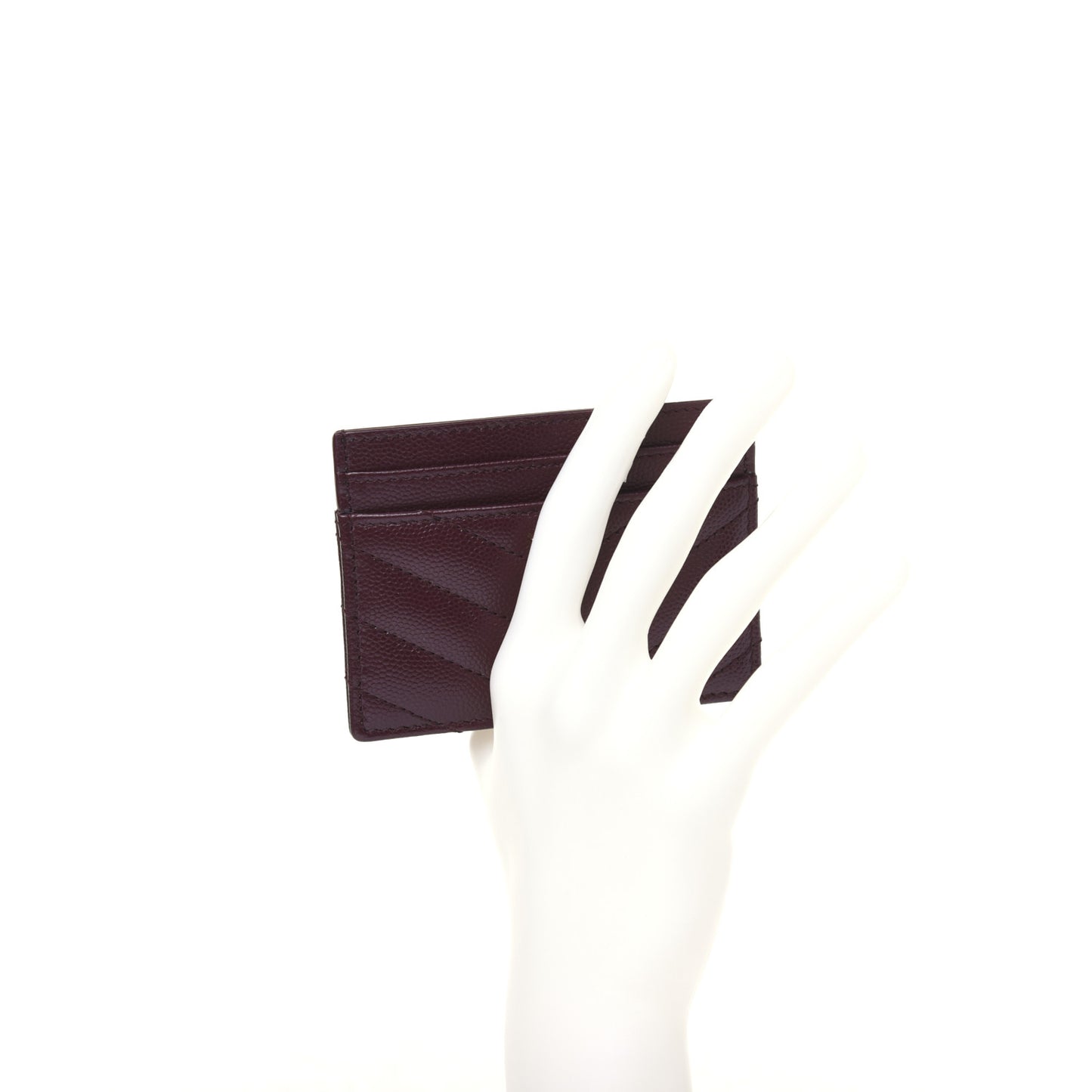 Grain De Poudre Matelasse Chevron Monogram Credit Card Case Palissandre