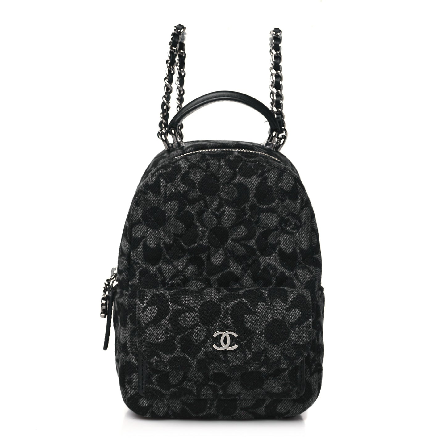Denim Quilted Flower CC Mini Classic Backpack Black