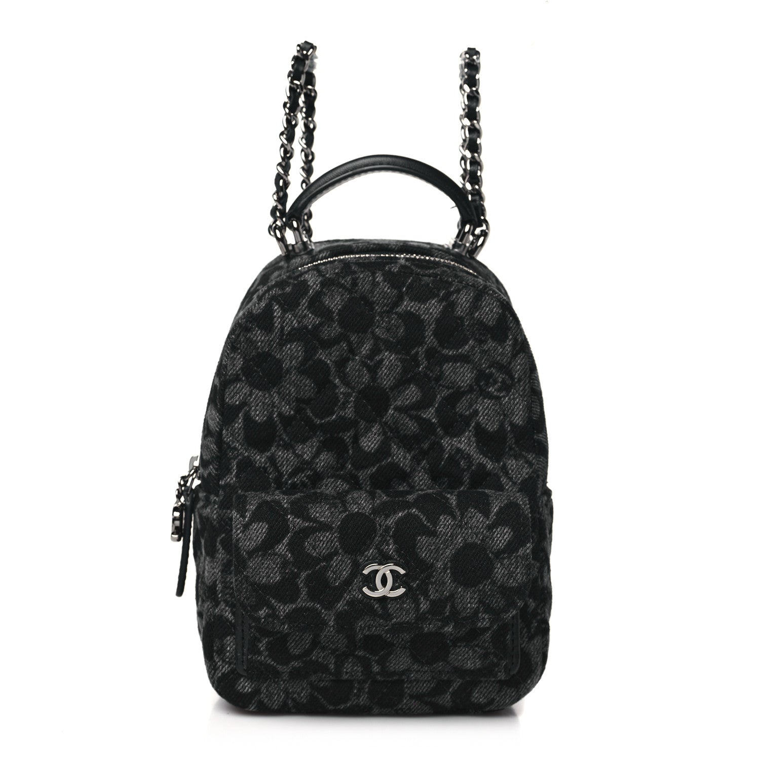Chanel Denim Quilted Flower CC Mini Classic Backpack Black 1 of 11