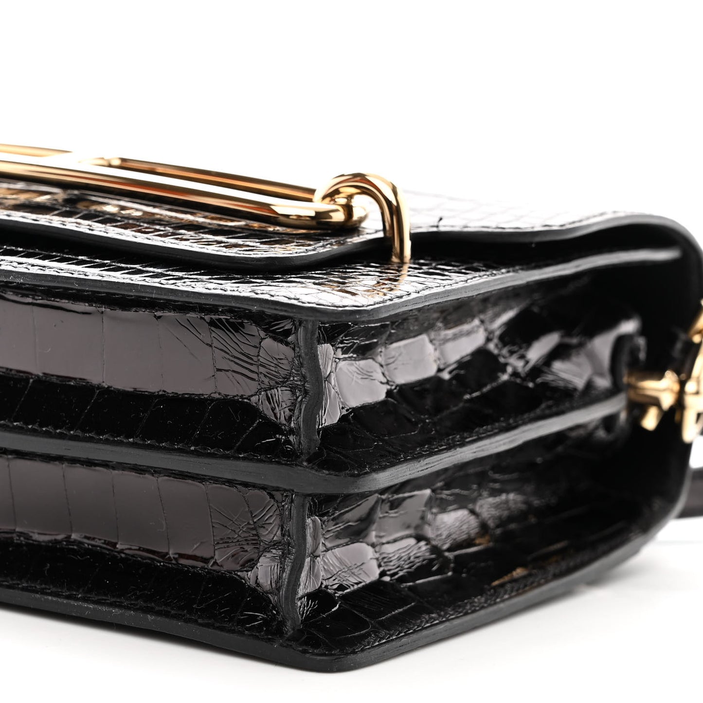 Shiny Alligator Mini Sac Roulis Black