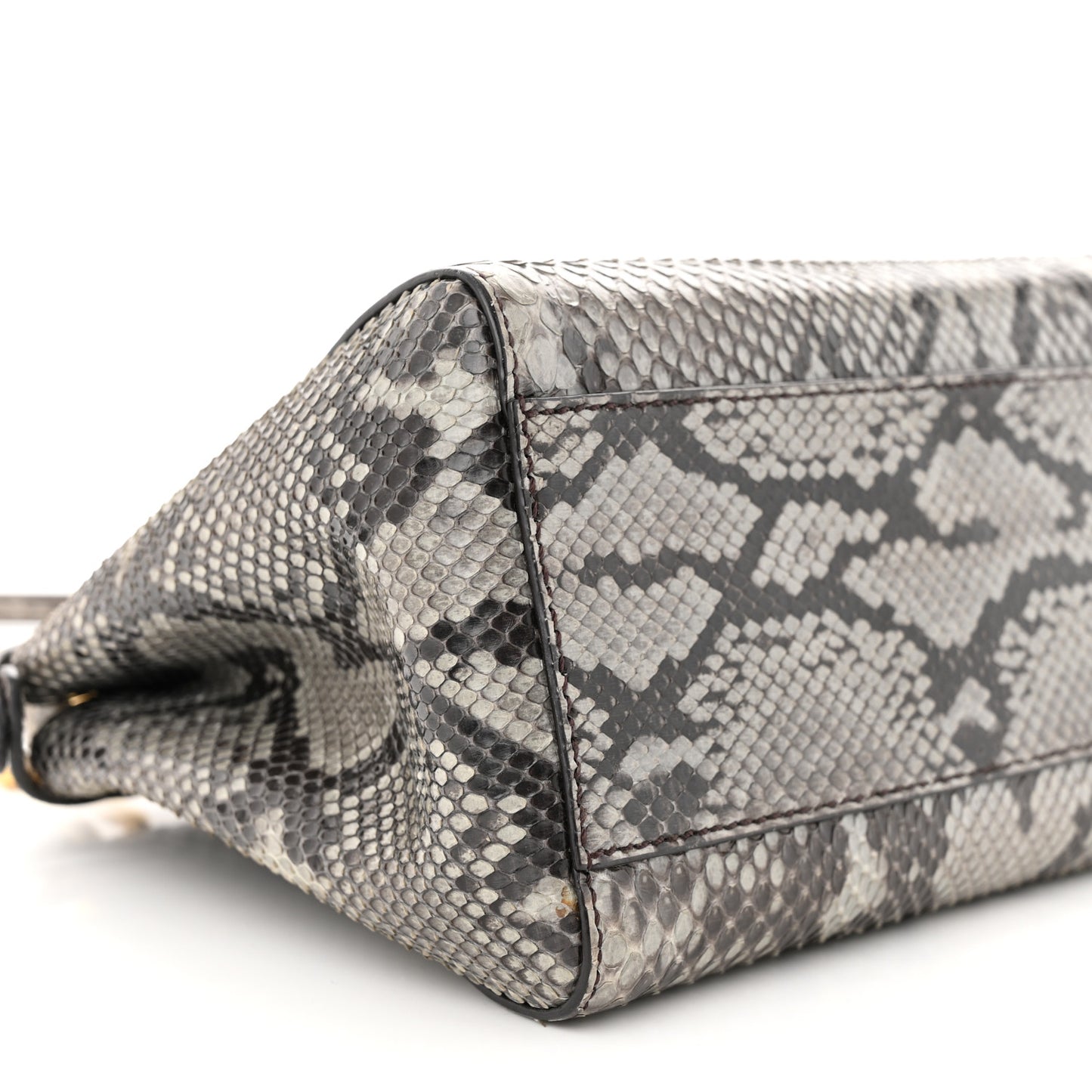 Snakeskin Camoscio Mini Peekaboo Iconic Satchel Asfalto Nocciola