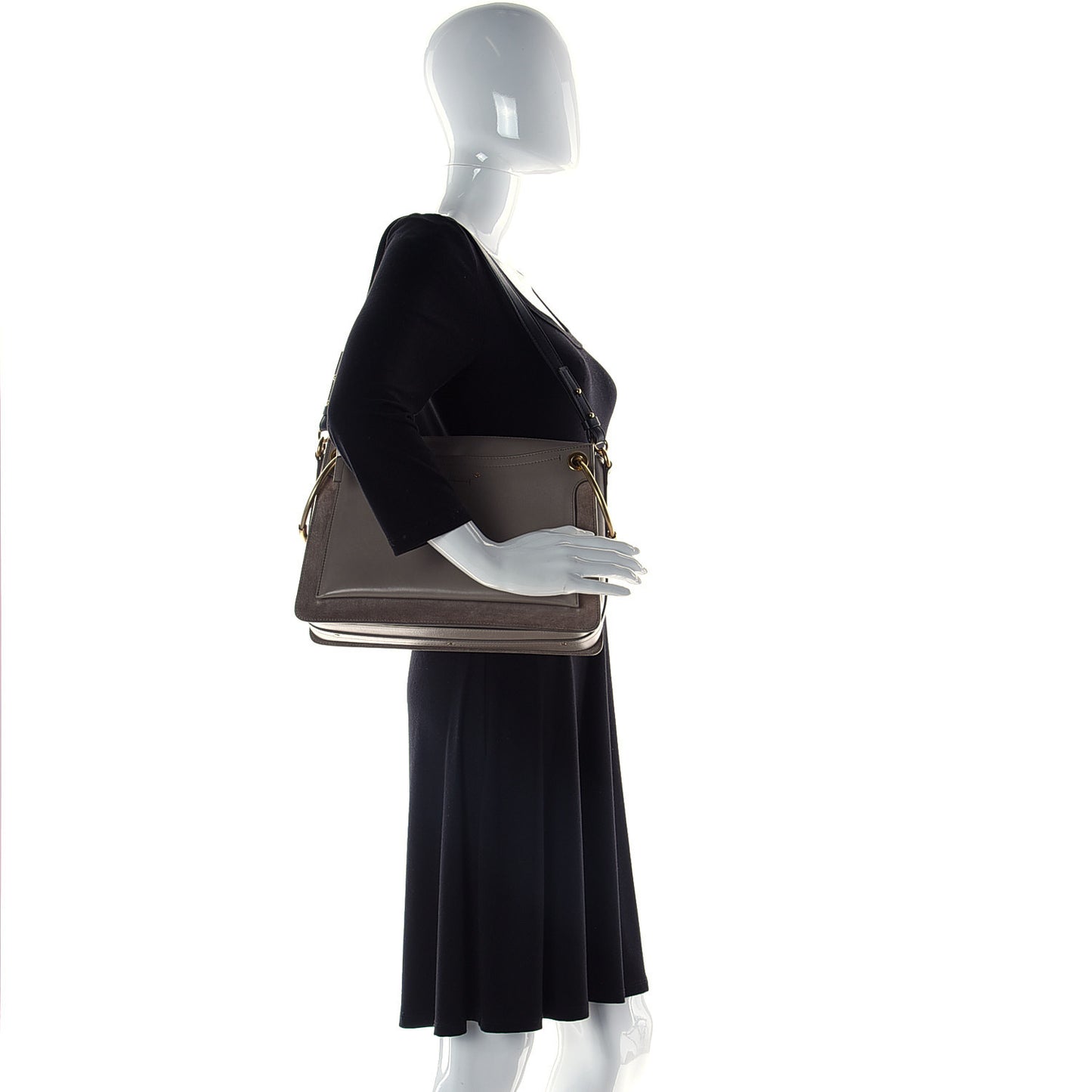 Calfskin Suede Medium Roy Bag Motty Grey