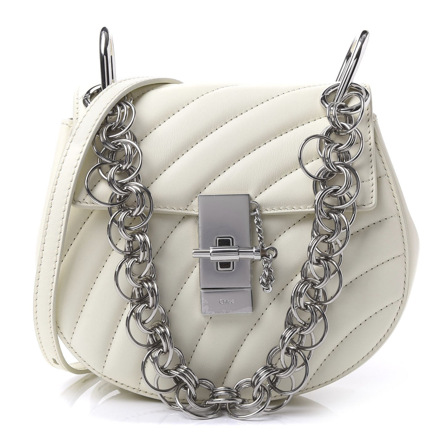 Calfskin Quilted Mini Drew Bijou Shoulder Bag Natural White