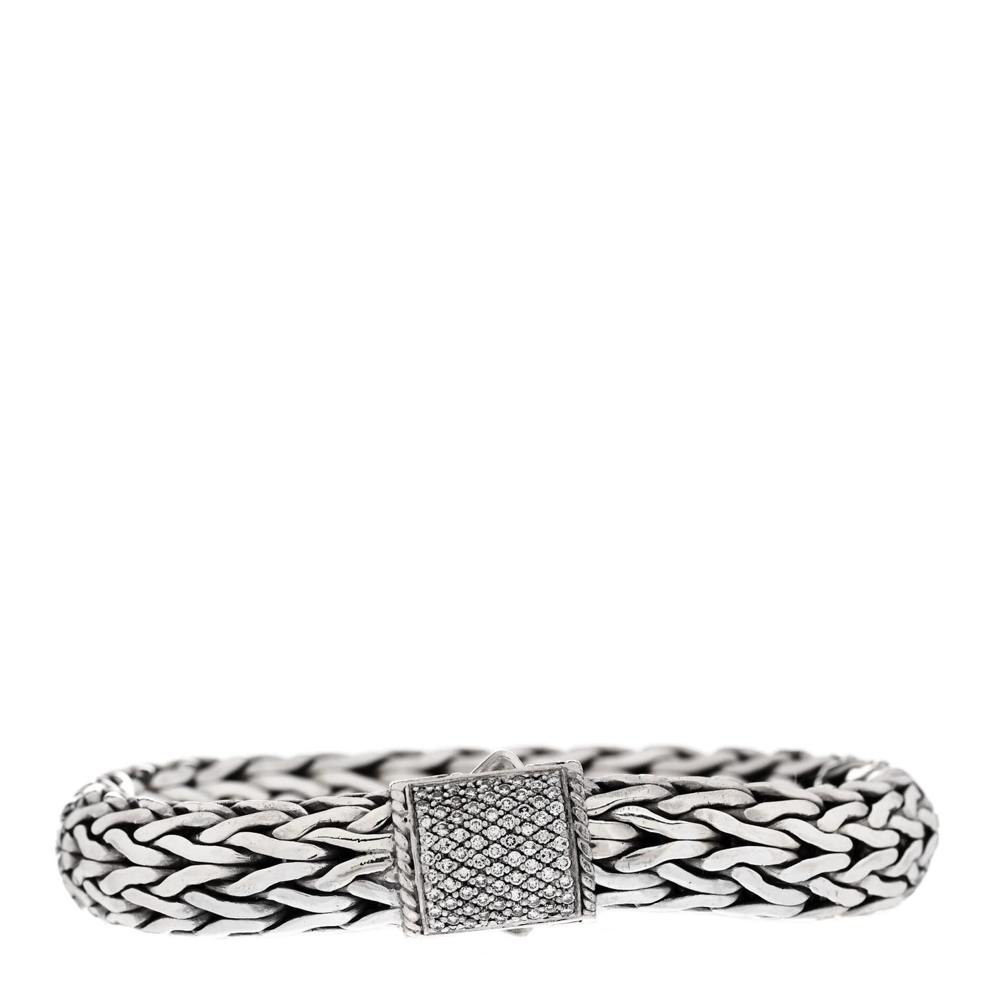 Sterling Silver 18K Yellow Gold Diamond 11mm Classic Chain Bracelet