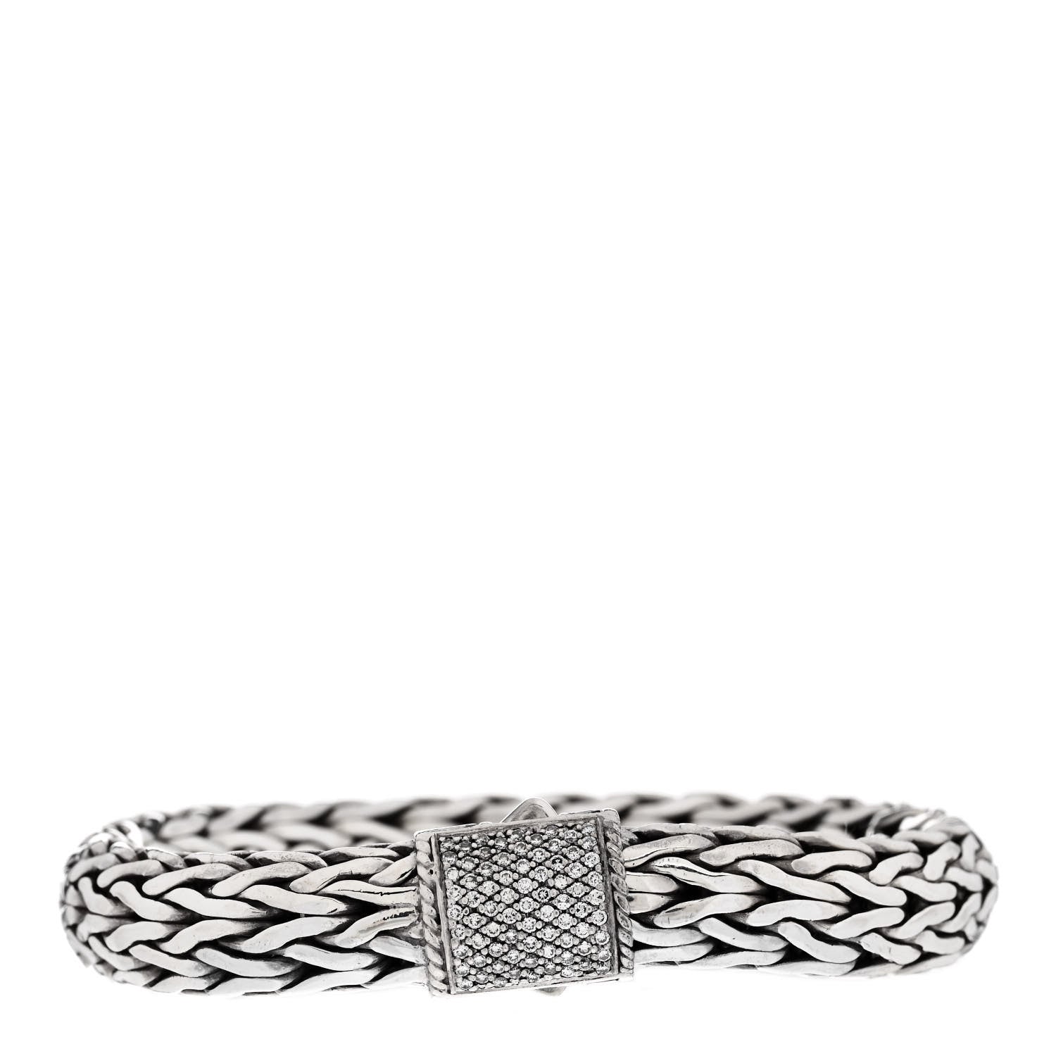 John Hardy Sterling Silver 18K Yellow Gold Diamond 11mm Classic Chain Bracelet 1 of 3