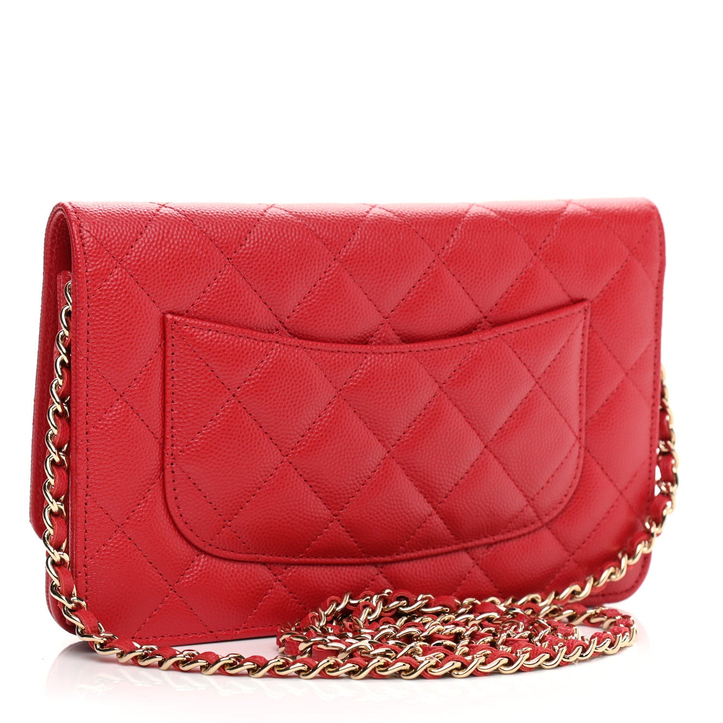 Caviar Quilted Wallet On Chain WOC Red