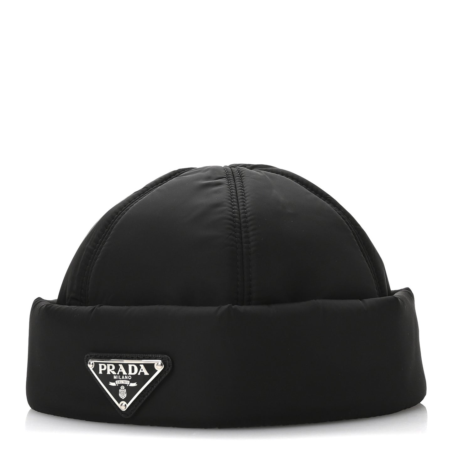 Re-Nylon Padded Metal Triangle Logo Mens Beanie M Black