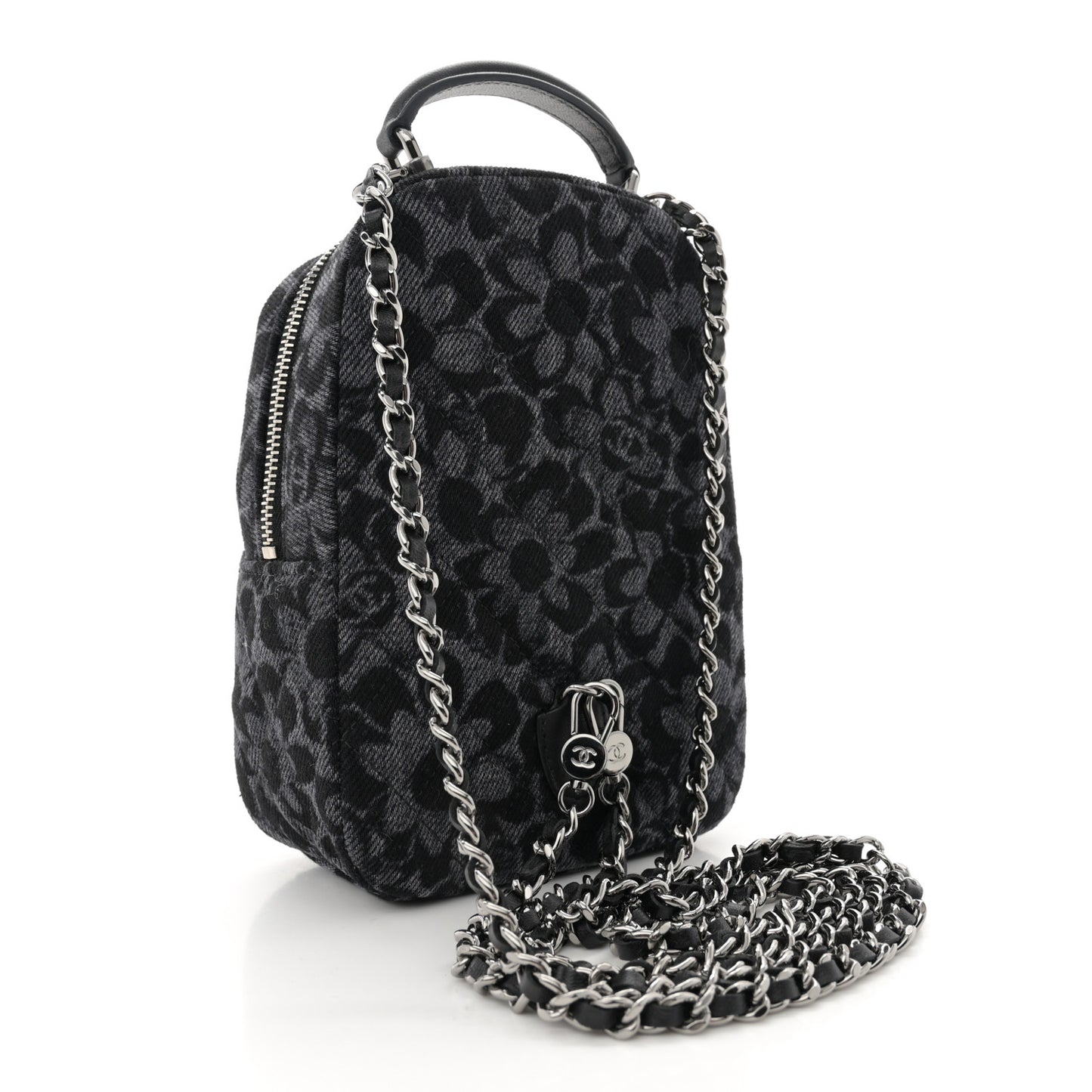 Denim Quilted Flower CC Mini Classic Backpack Black