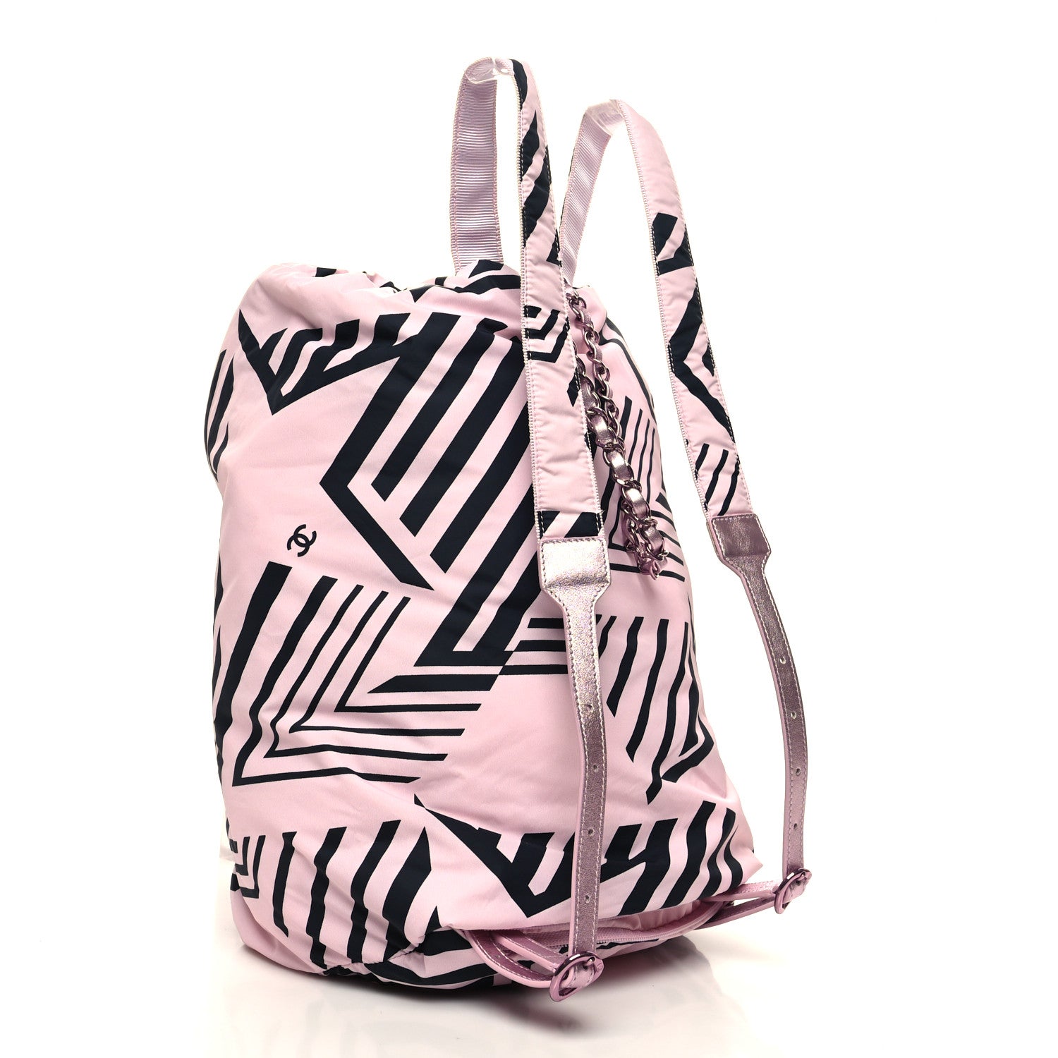 Chanel Nylon Coco Beach Backpack Pink Black 3 of 10