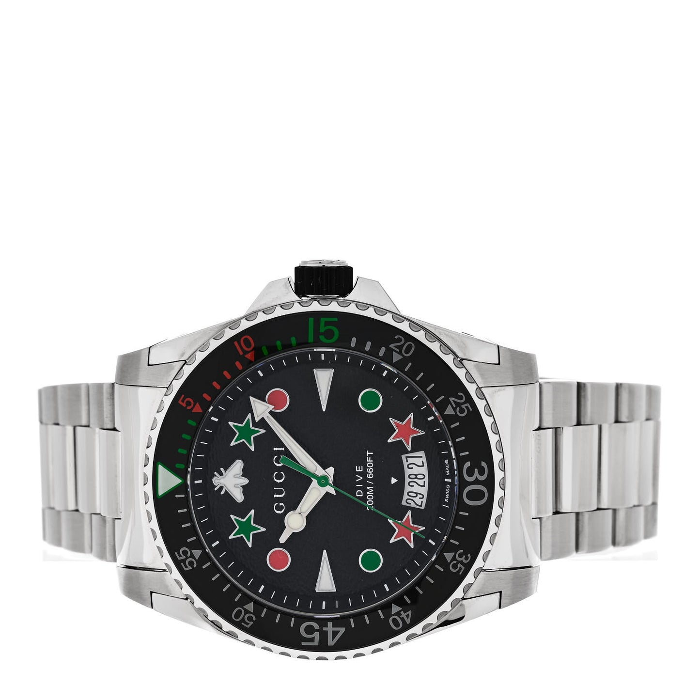 Stainless Steel 45mm Dive Quartz Watch Black