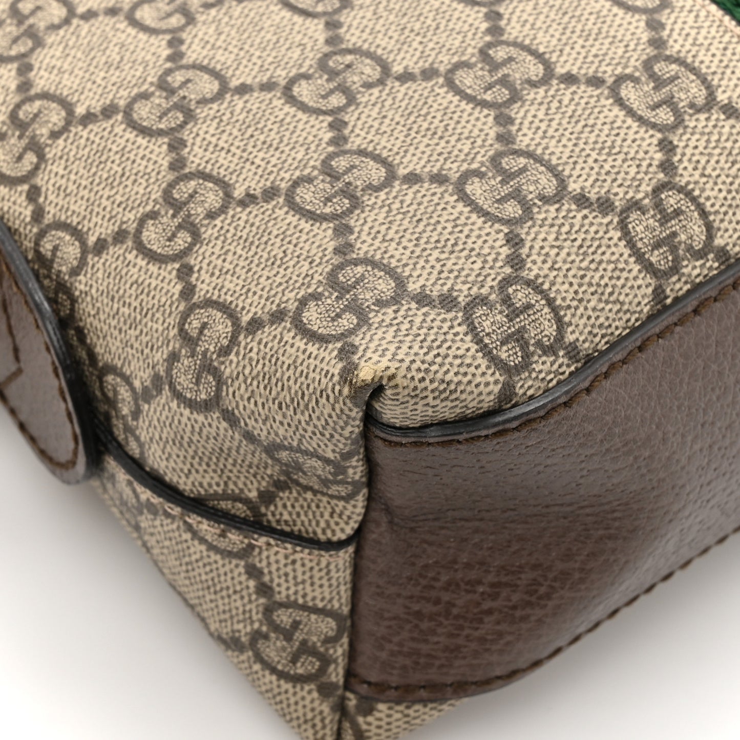 GG Supreme Monogram Textured Dollar Calfskin Web Small Ophidia Dome Shoulder Bag Beige Ebony New Acero