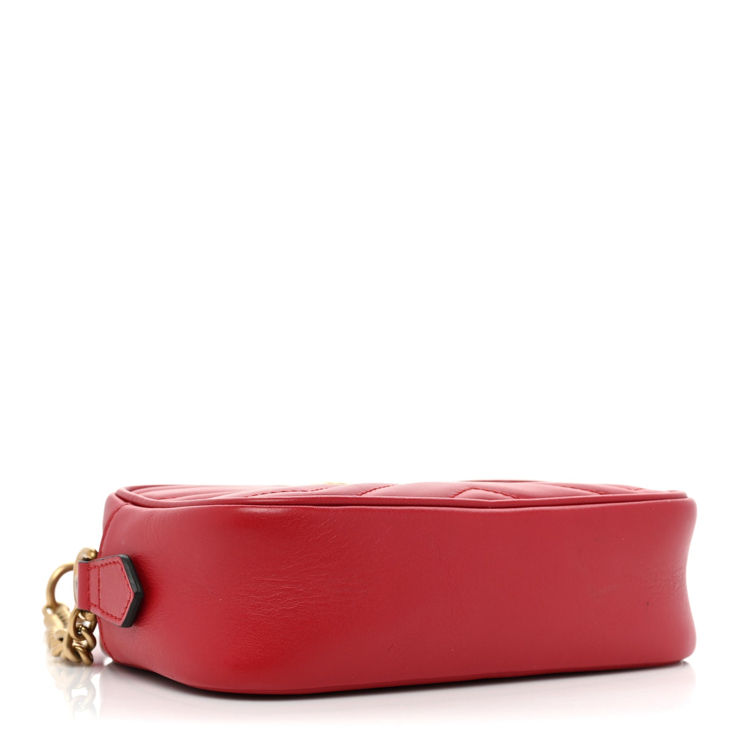 Calfskin Matelasse Mini GG Marmont Chain Shoulder Bag Hibiscus Red