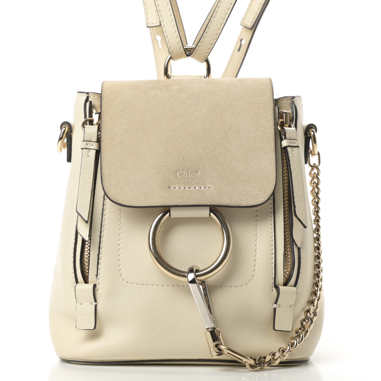 Chloe Suede Calfskin Mini Faye Backpack Off White 8 of 12