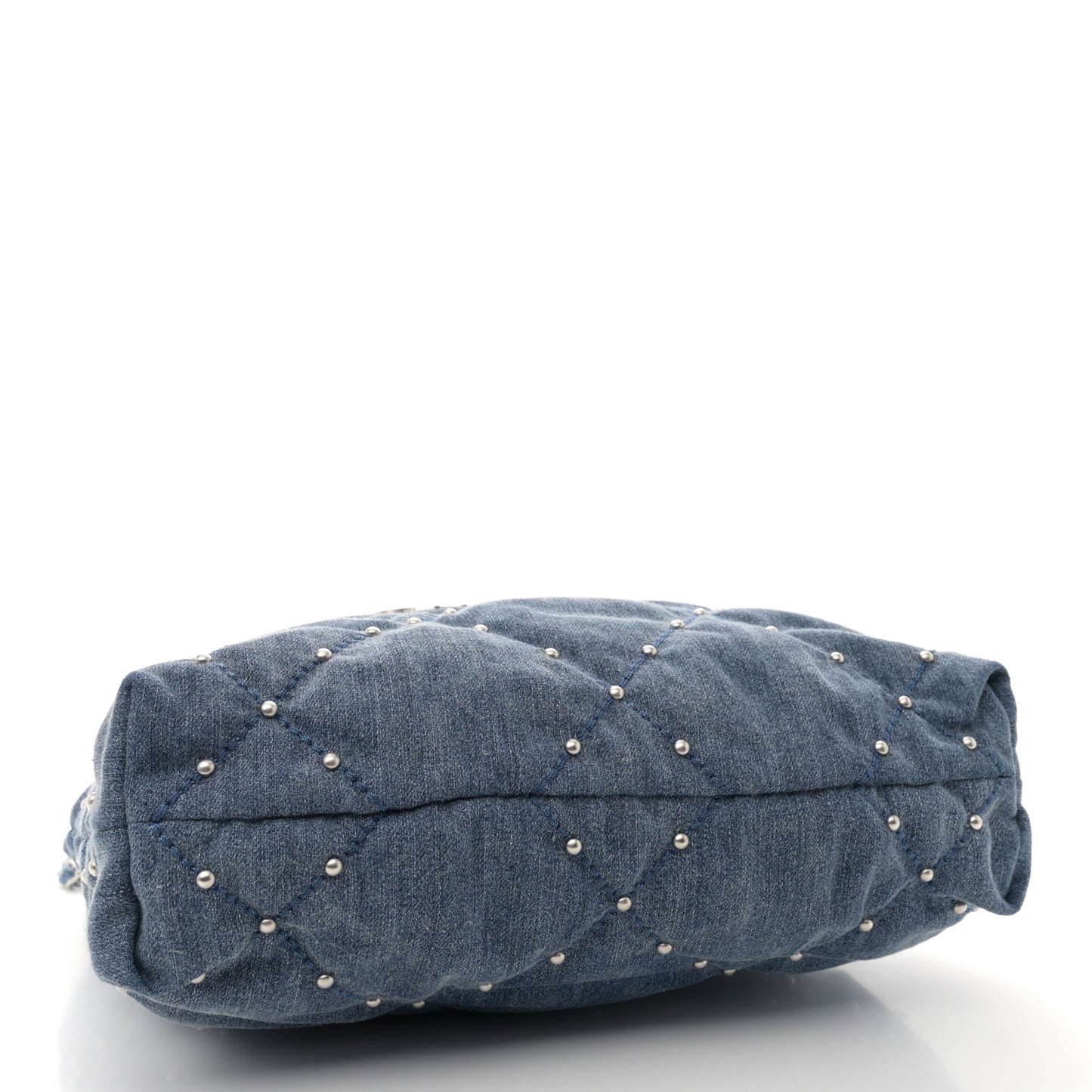 Washed Denim Quilted Studded Small Chanel 22 Blue