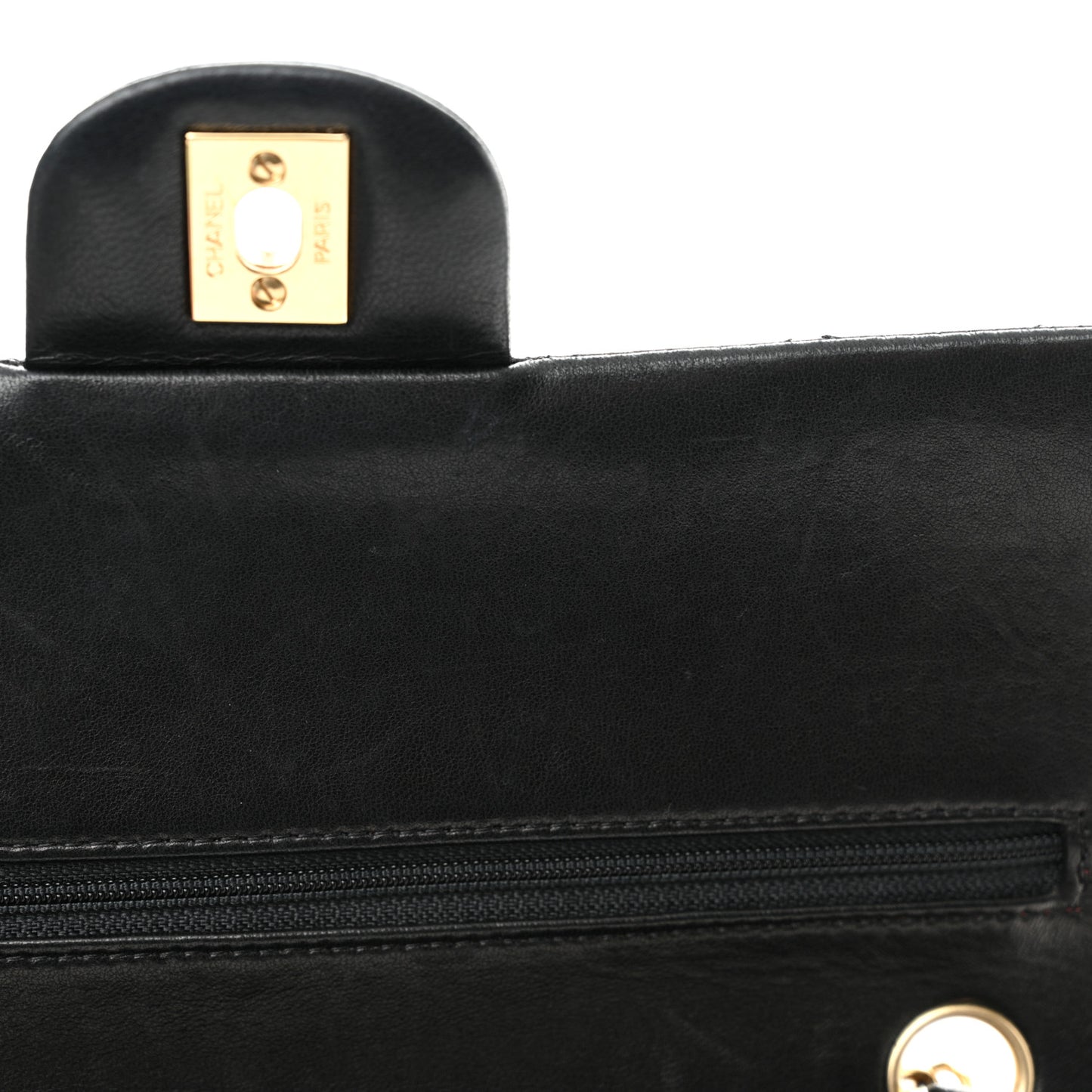 Lambskin Quilted Medium Double Flap Black