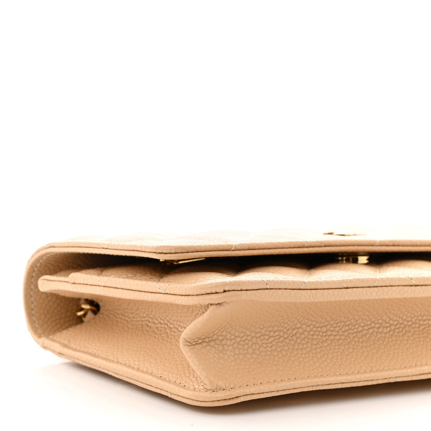 Caviar Quilted Wallet on Chain WOC Beige