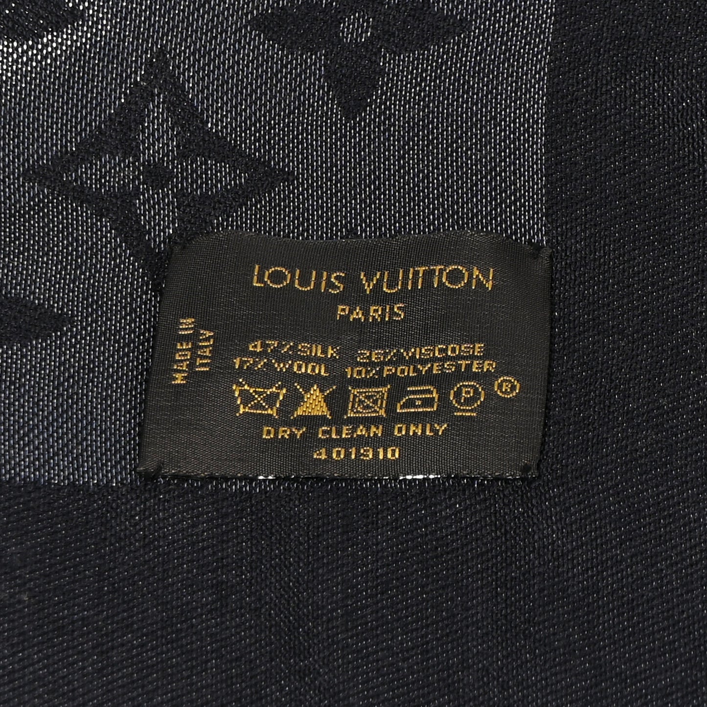 Silk Lurex Wool Monogram Shine Shawl Black